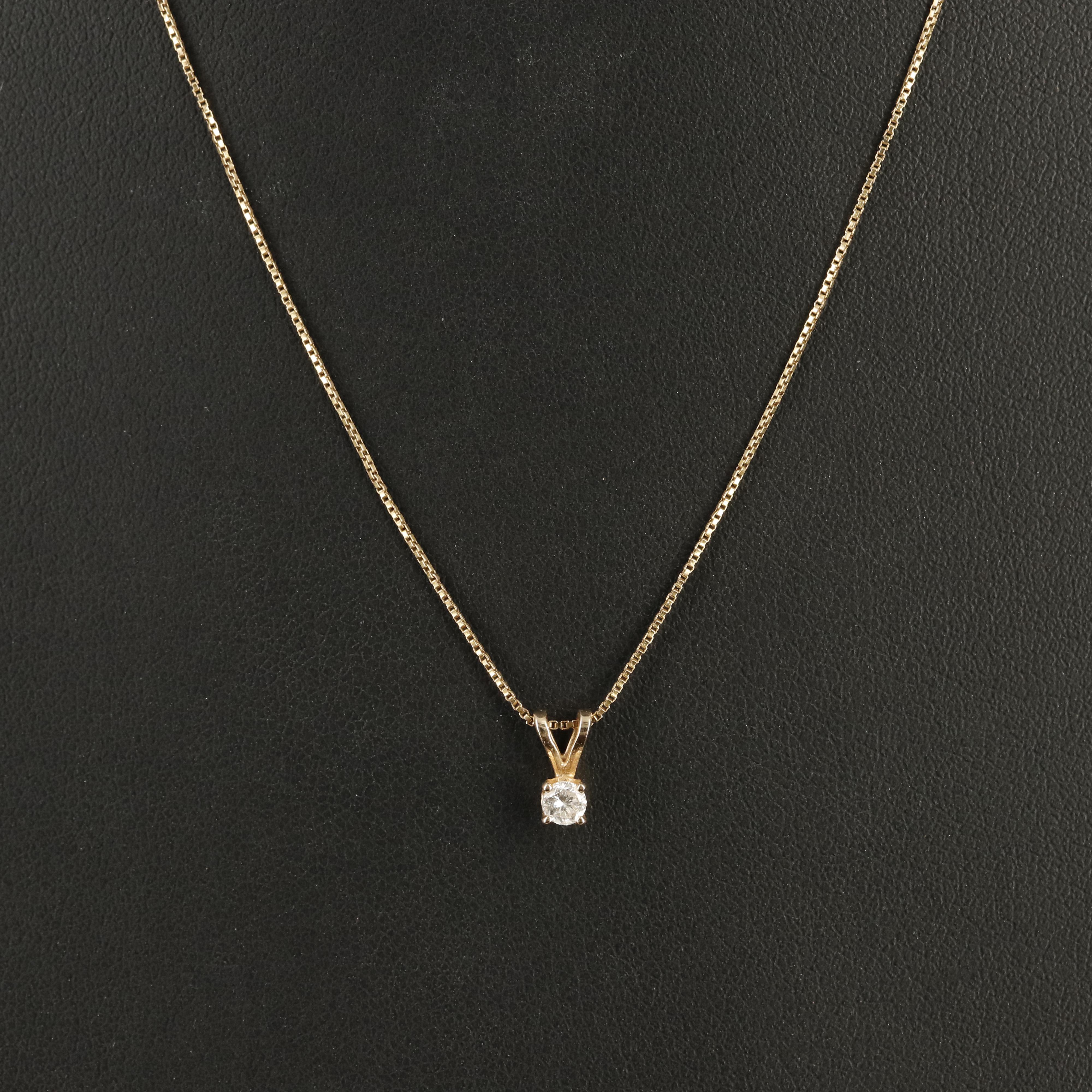 Italian 14K 0.09 CT Diamond Solitaire Pendant Necklace