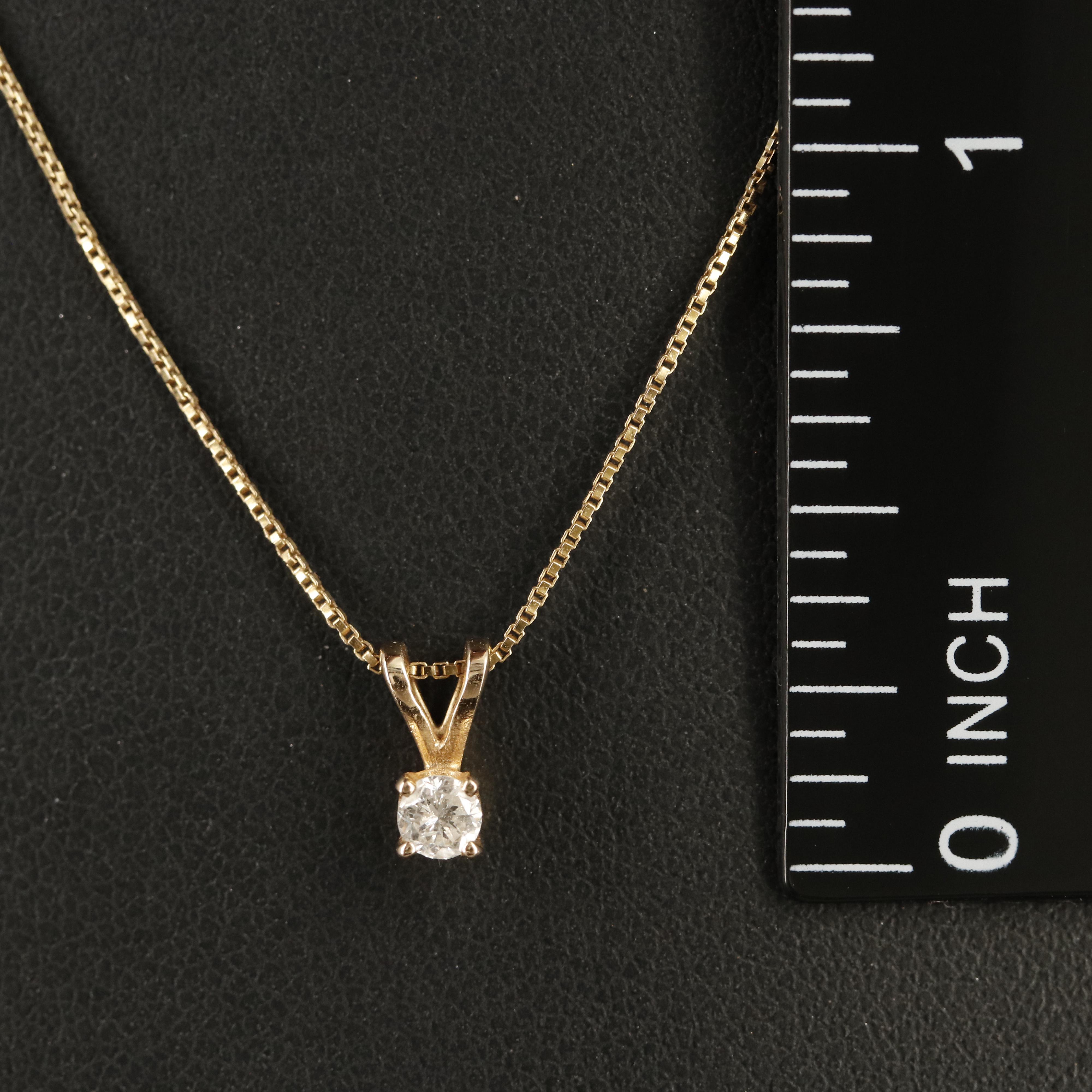 Italian 14K 0.09 CT Diamond Solitaire Pendant Necklace