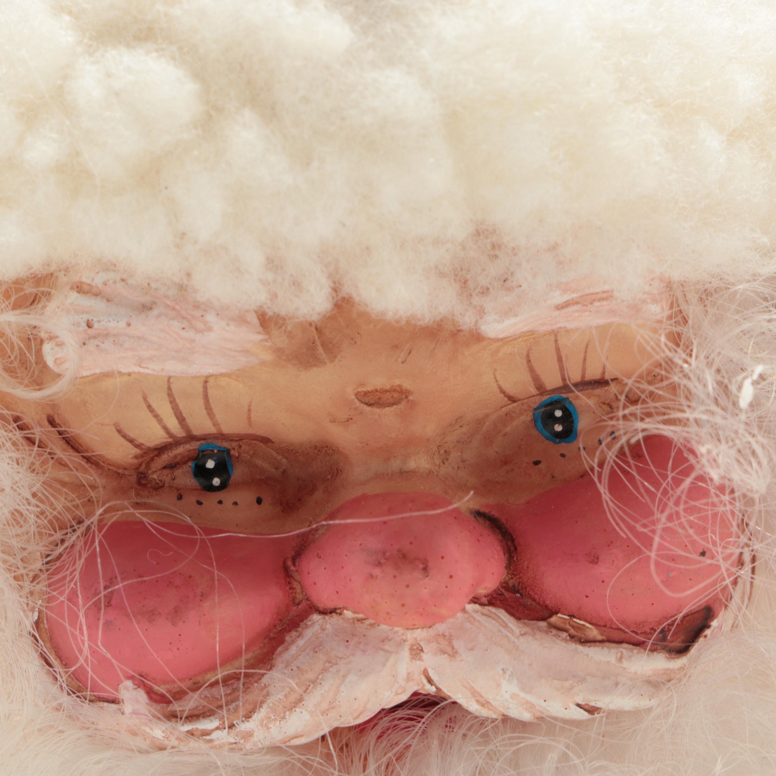 Sleigh Bells on Topstitched Leather Strap with Santa Ornament