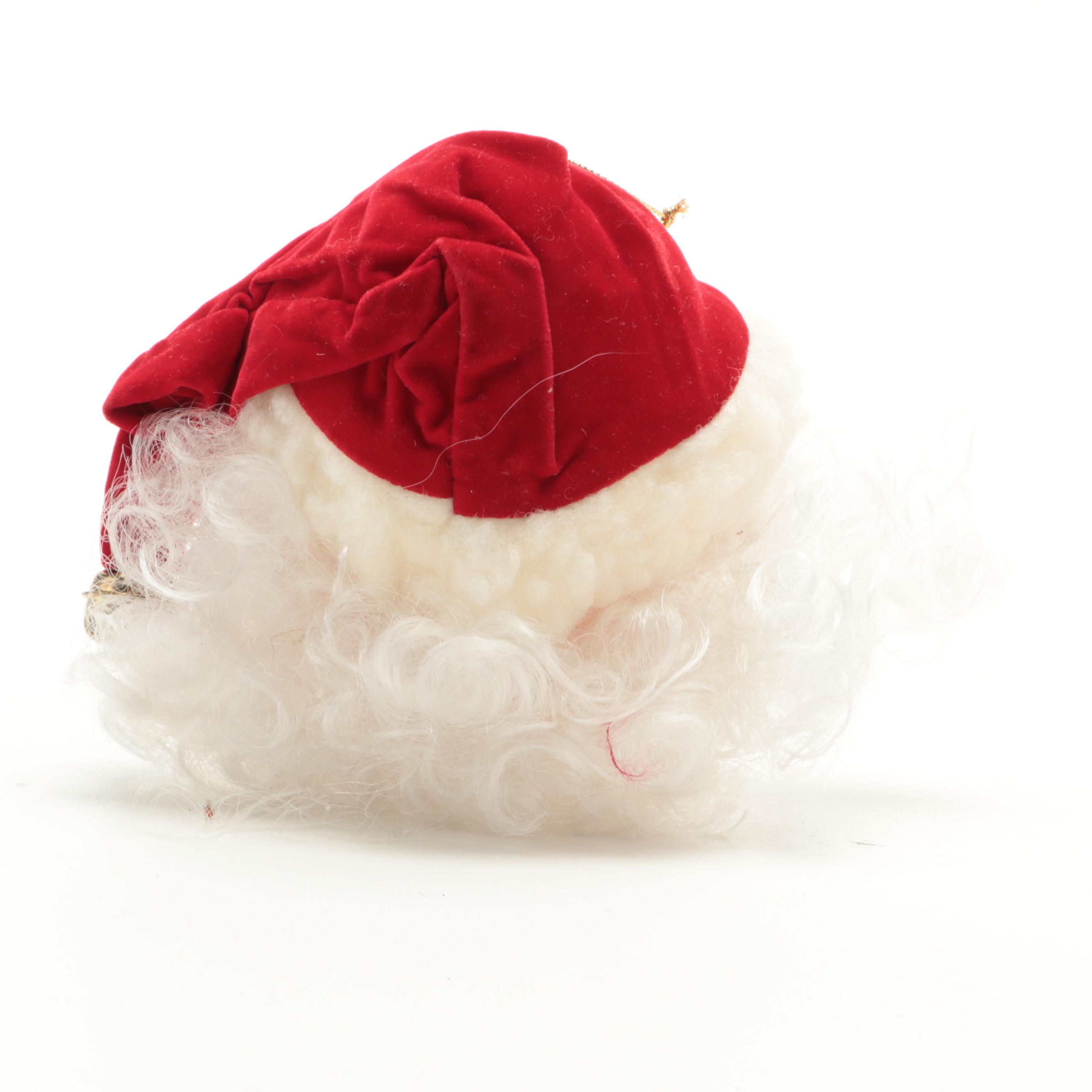 Sleigh Bells on Topstitched Leather Strap with Santa Ornament