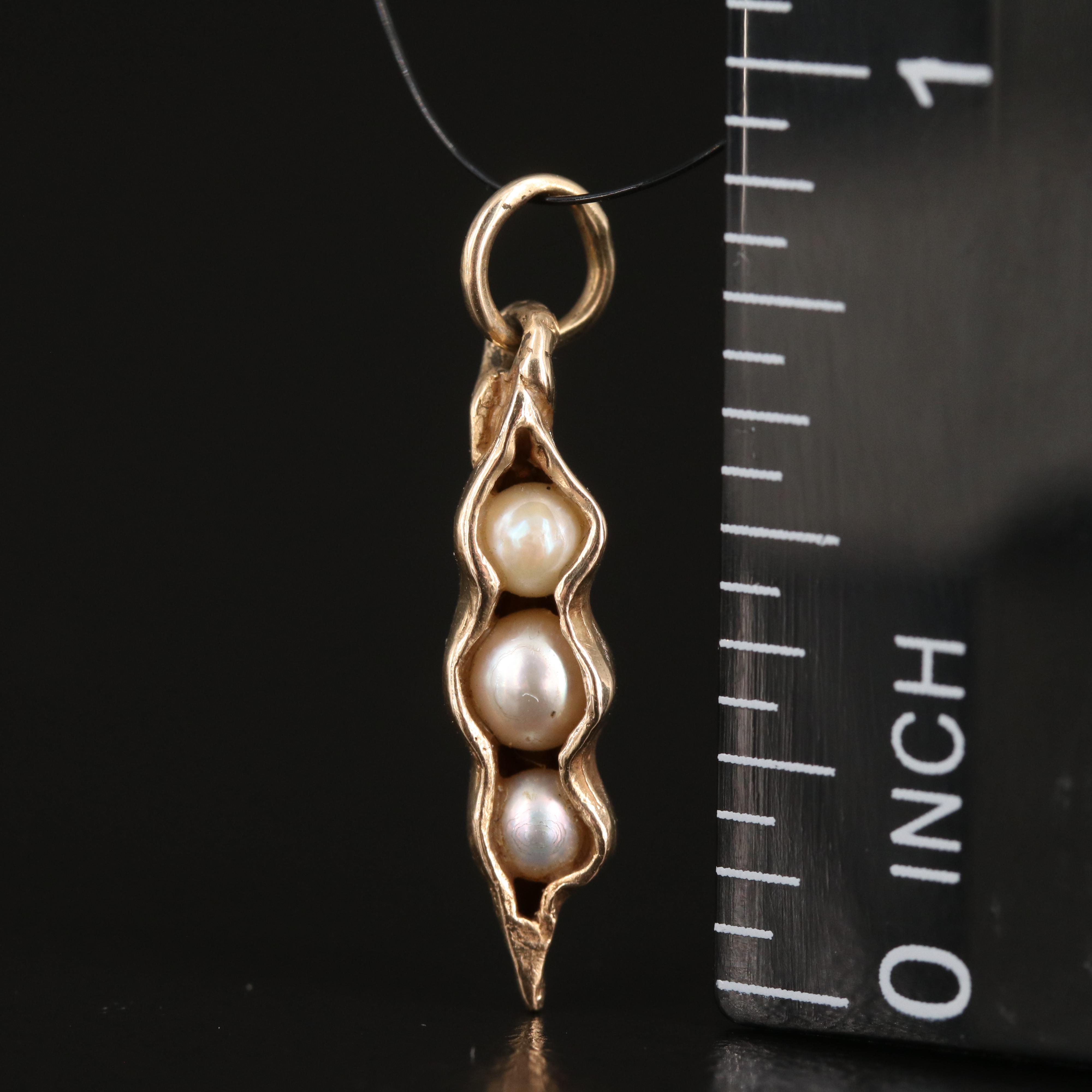 14K Pearl Pea Pod Pendant