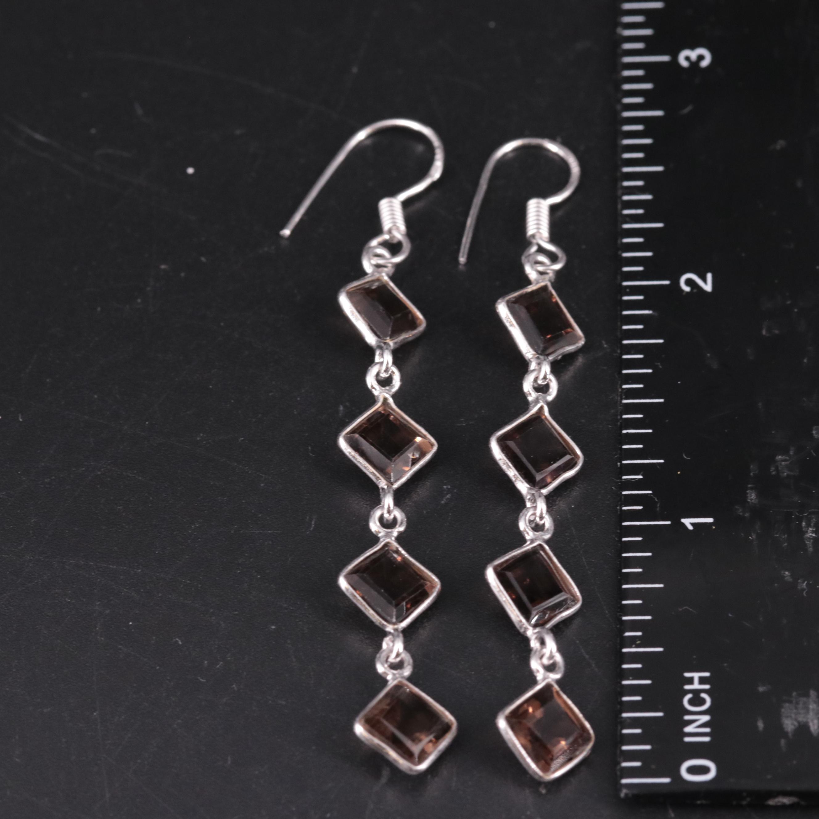 Sterling Silver Quartz Dangle Earrings