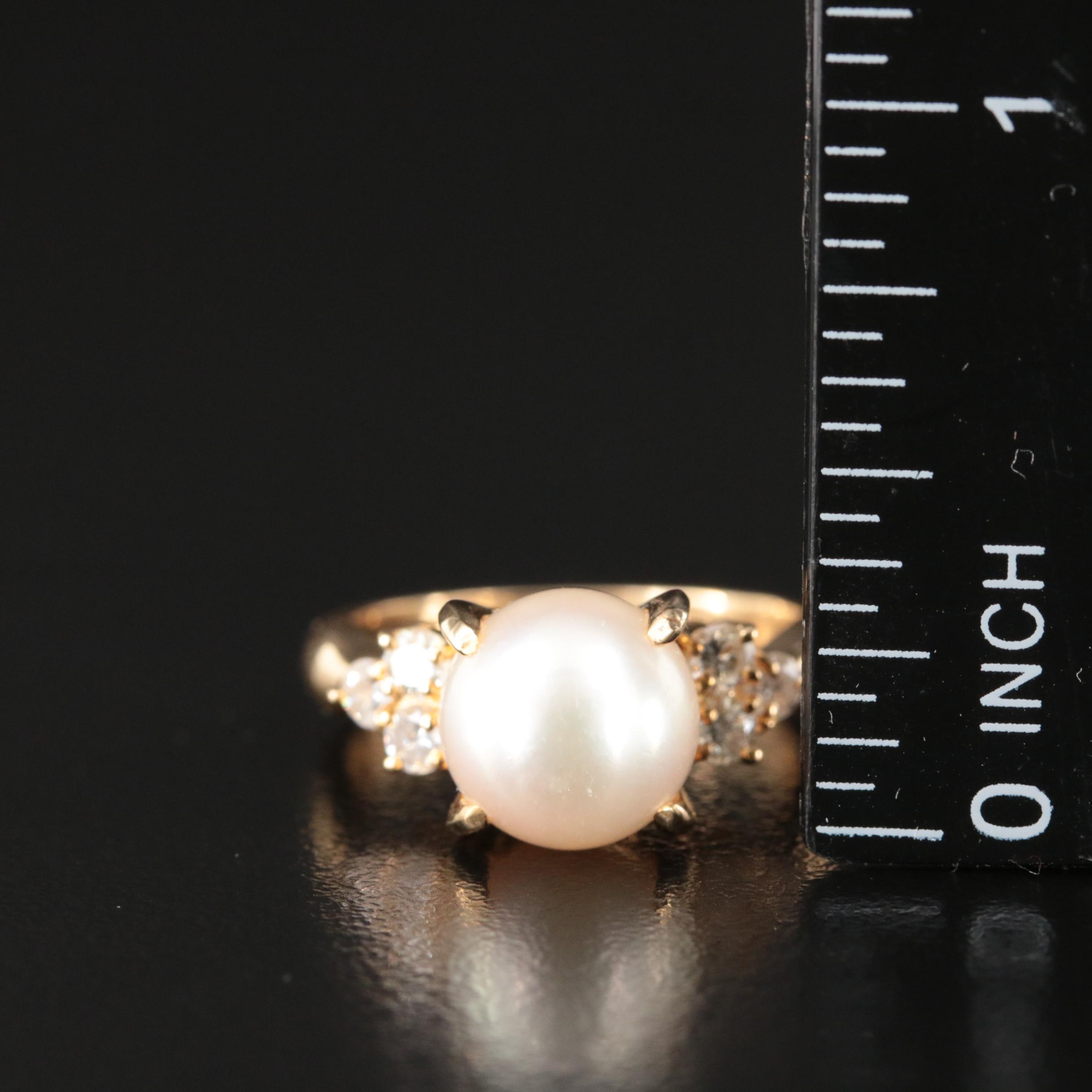 18K Pearl and Diamond Ring
