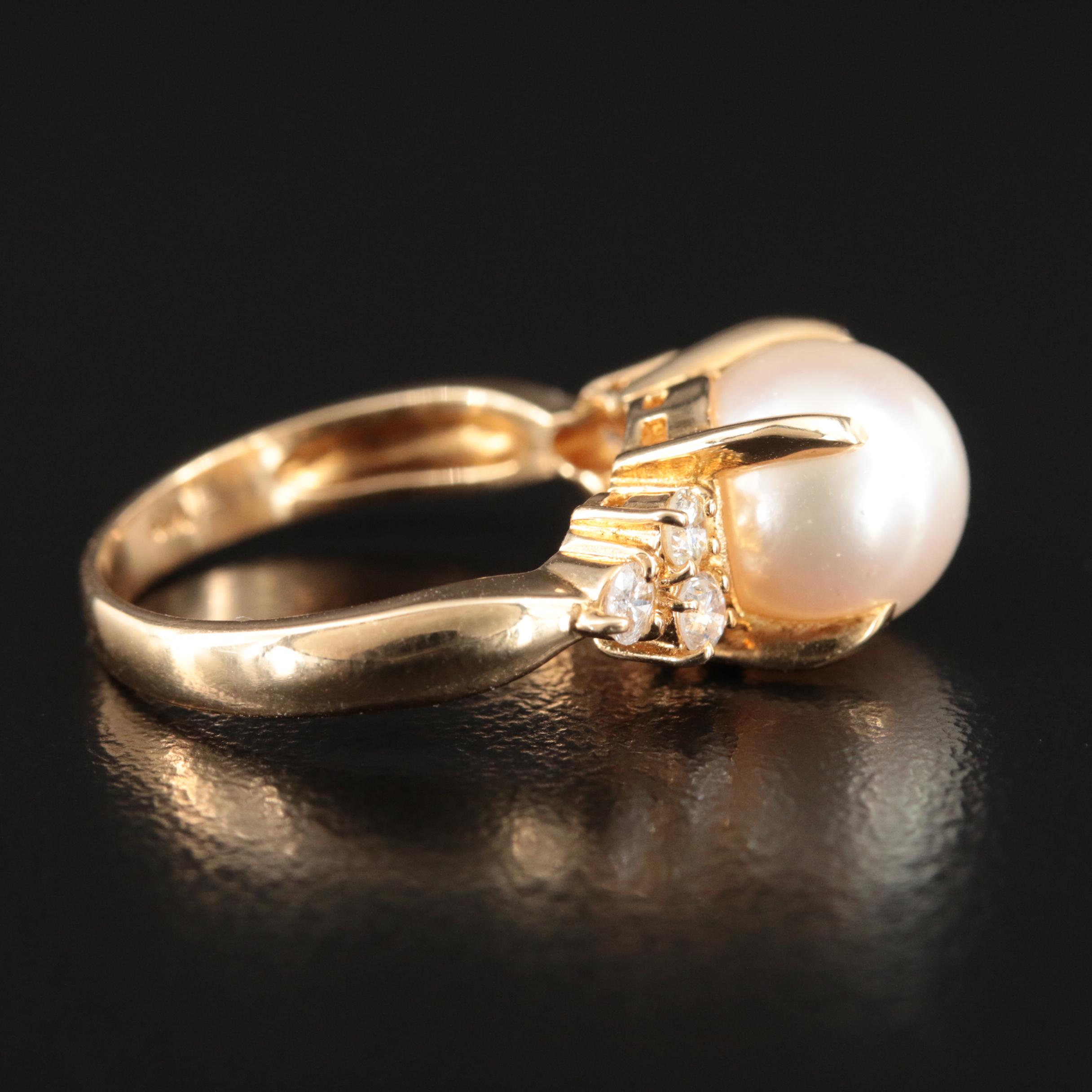 18K Pearl and Diamond Ring