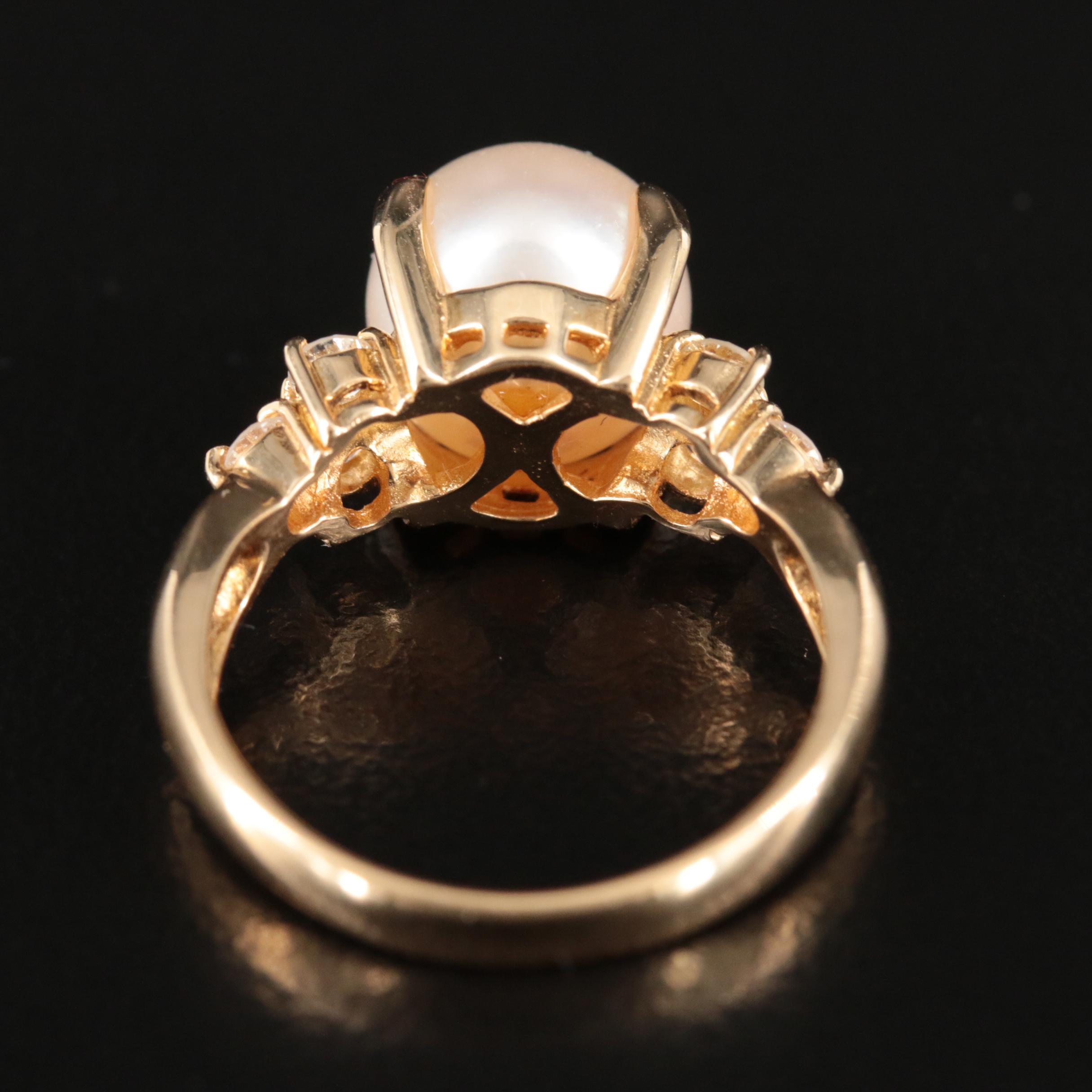 18K Pearl and Diamond Ring