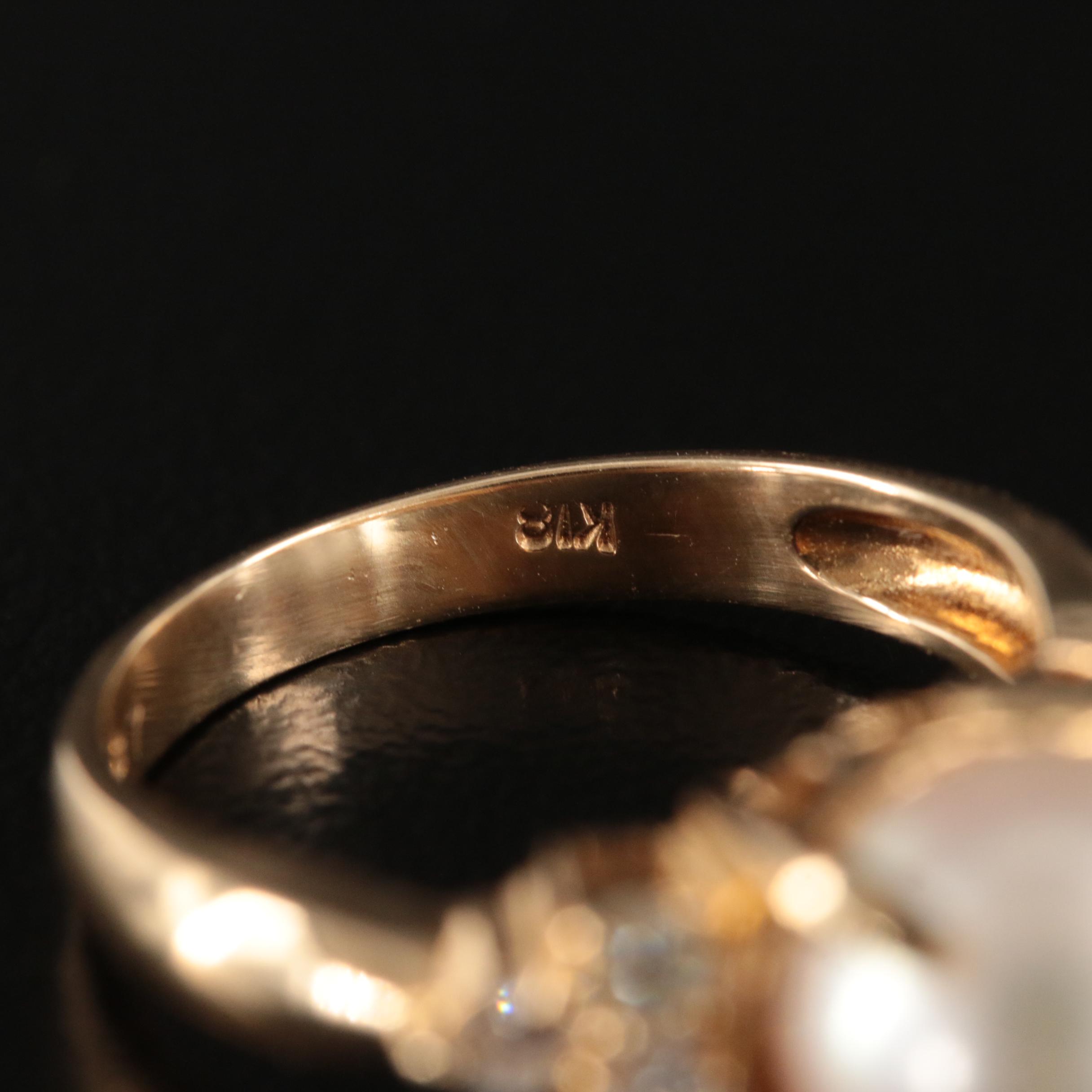 18K Pearl and Diamond Ring