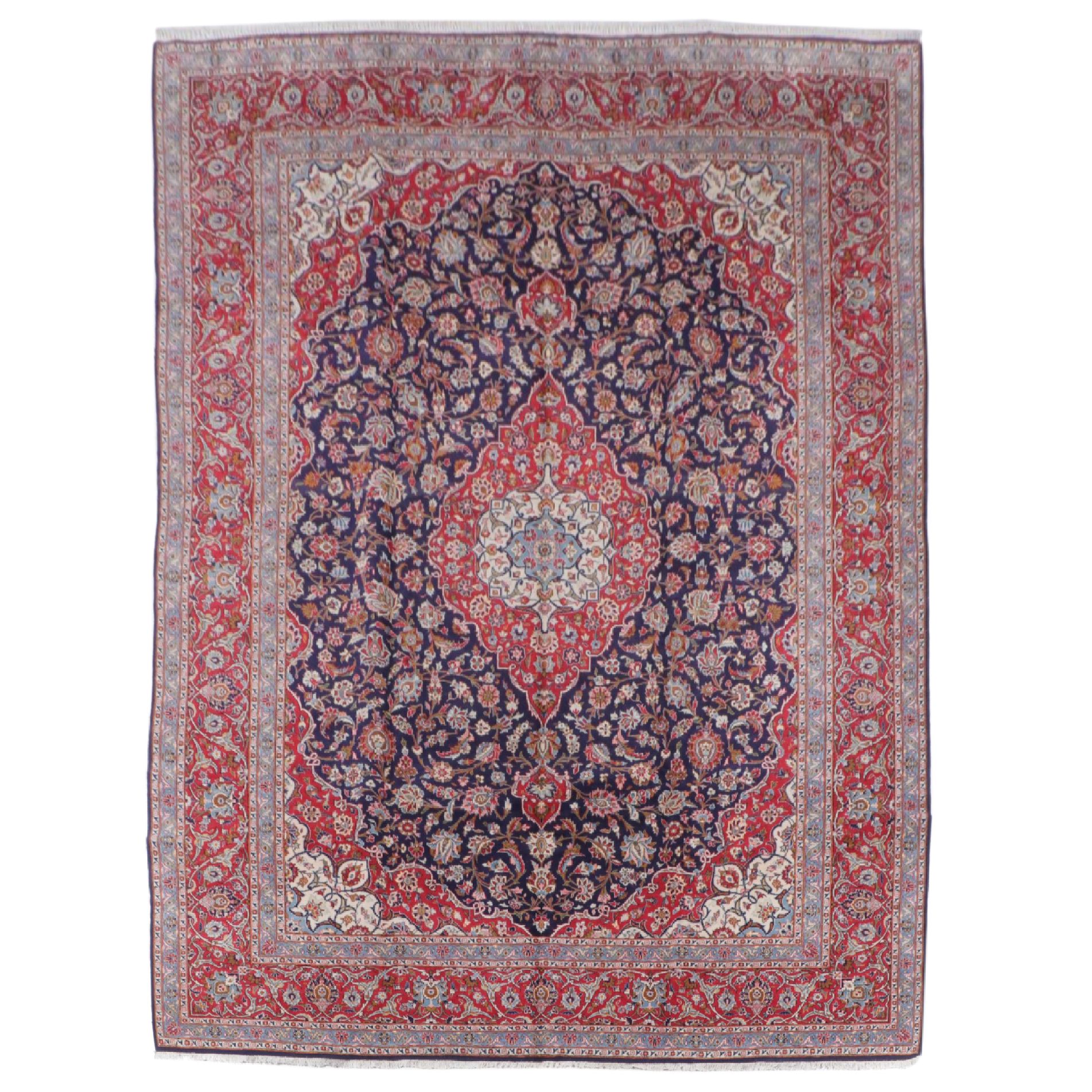 11'5 x 16'4 Hand-Knotted Persian Kashan Room Sized Rug