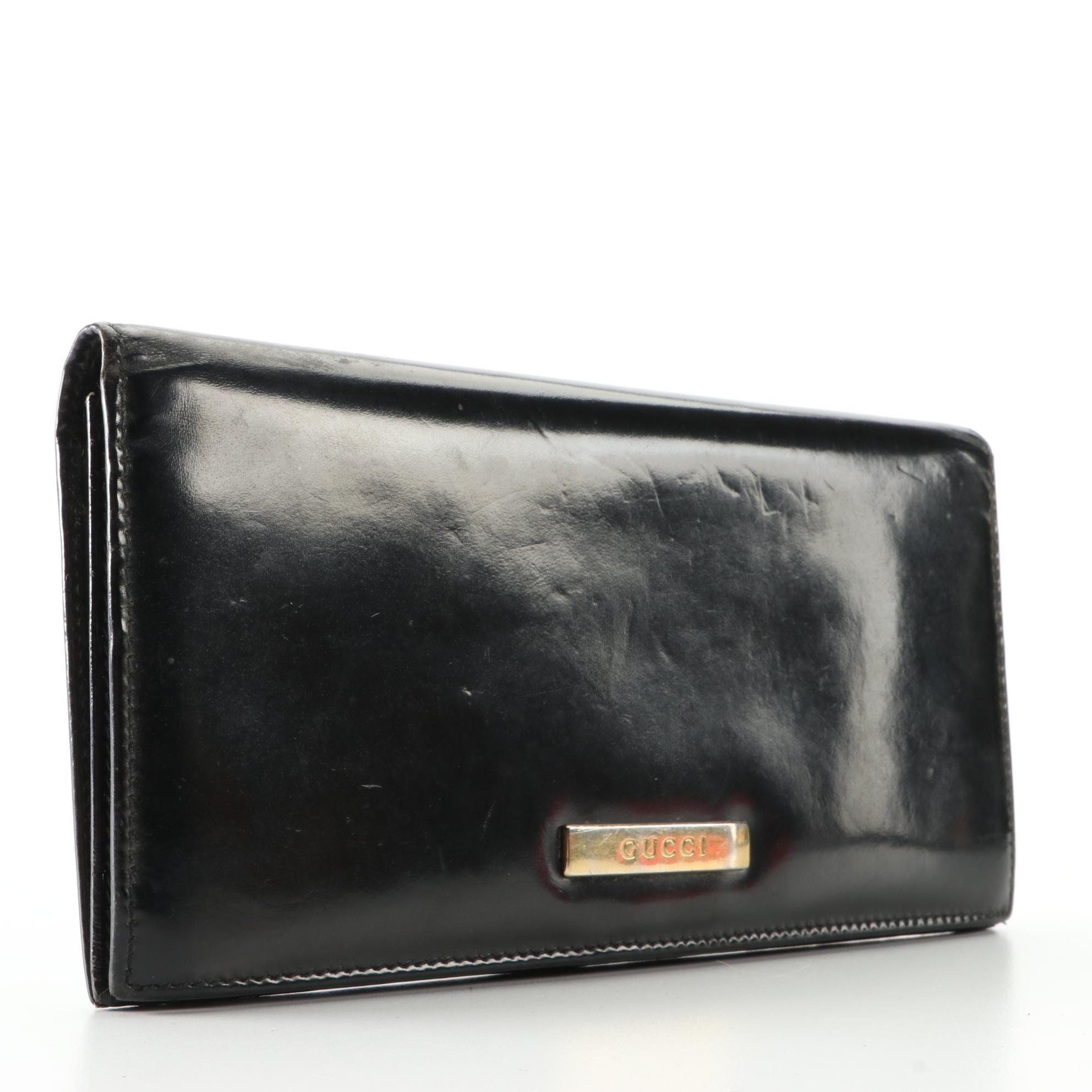 Gucci Long Wallet in Black Patent Leather