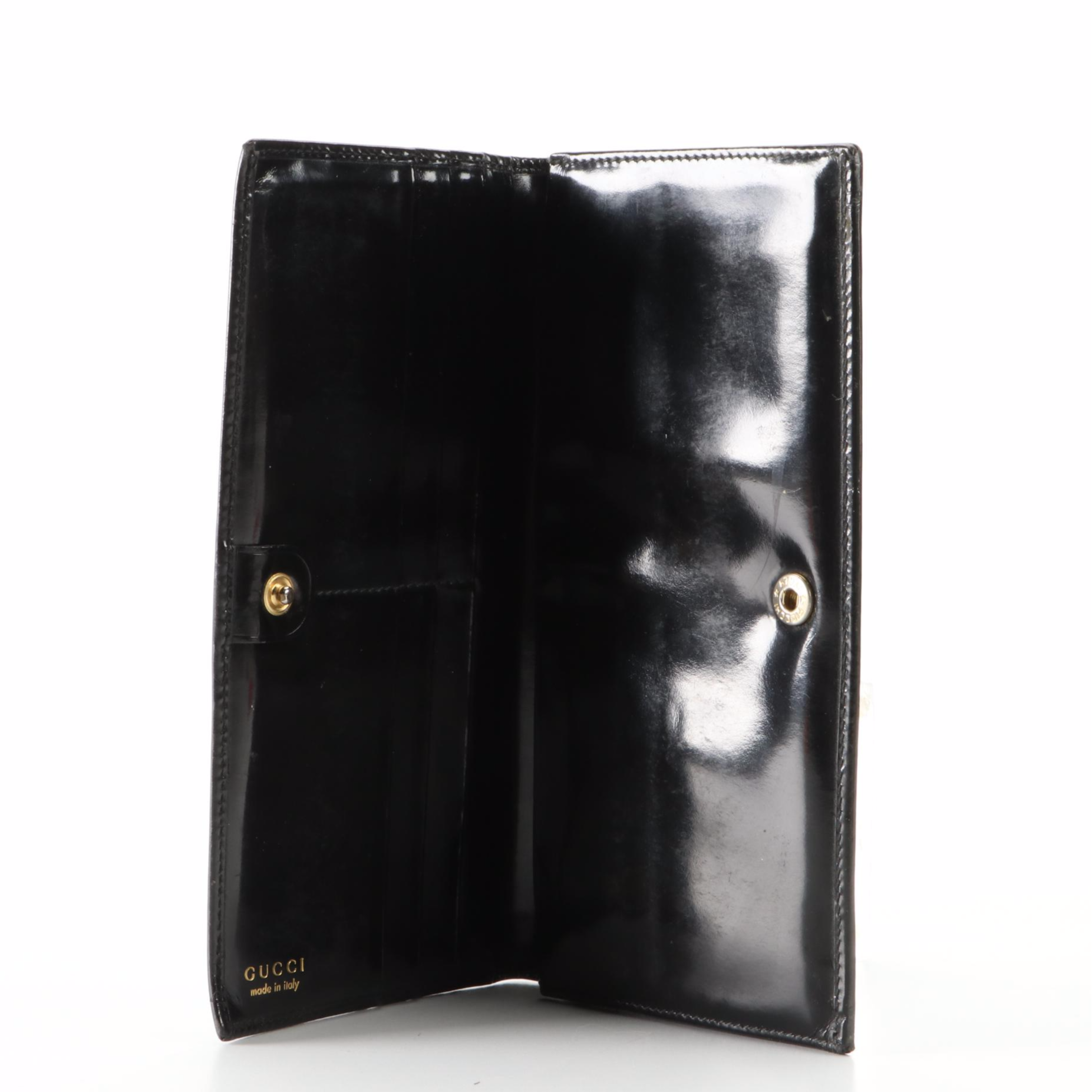 Gucci Long Wallet in Black Patent Leather