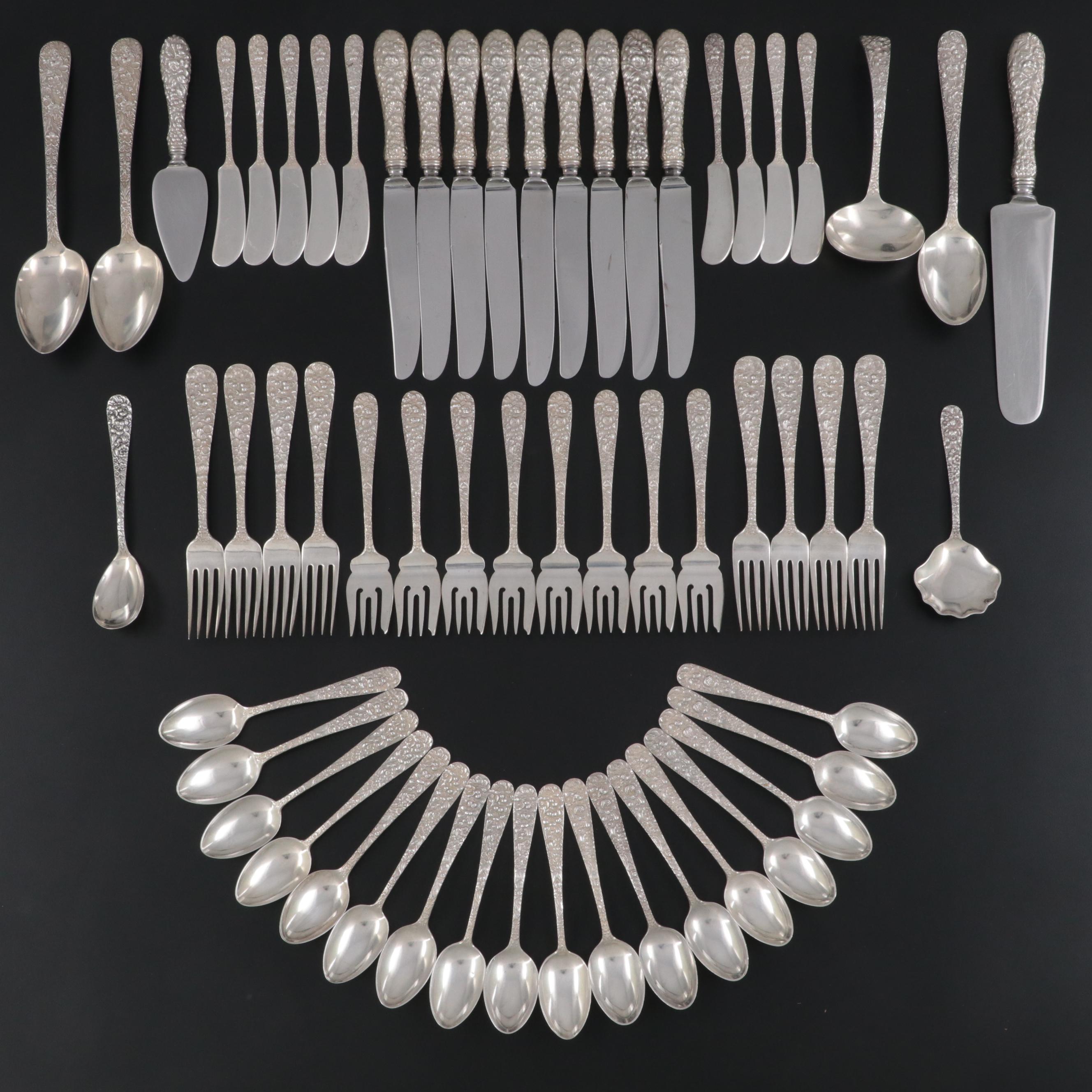 Stieff "Stieff Rose" Sterling Silver Flatware with Serving Utensils
