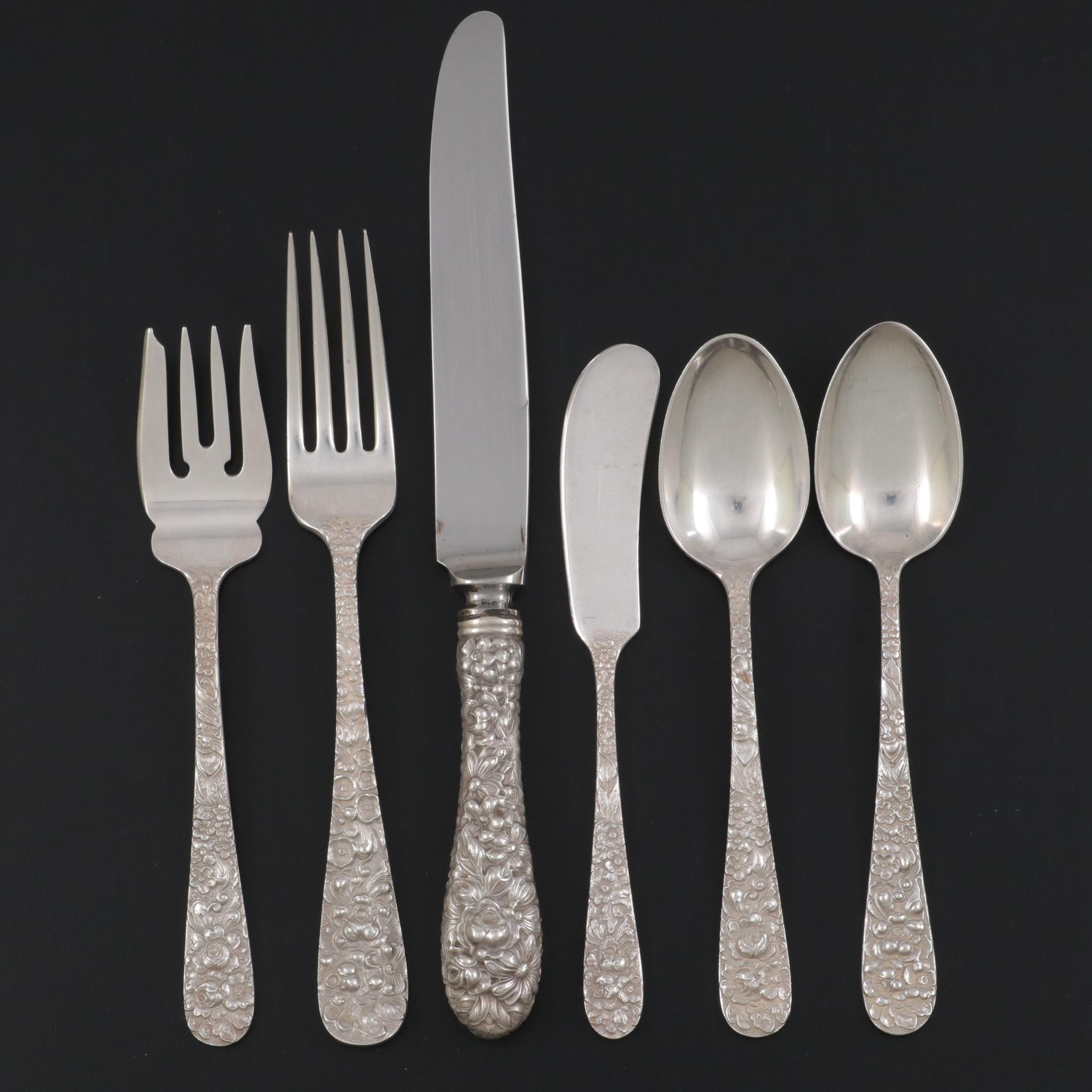 Stieff "Stieff Rose" Sterling Silver Flatware with Serving Utensils
