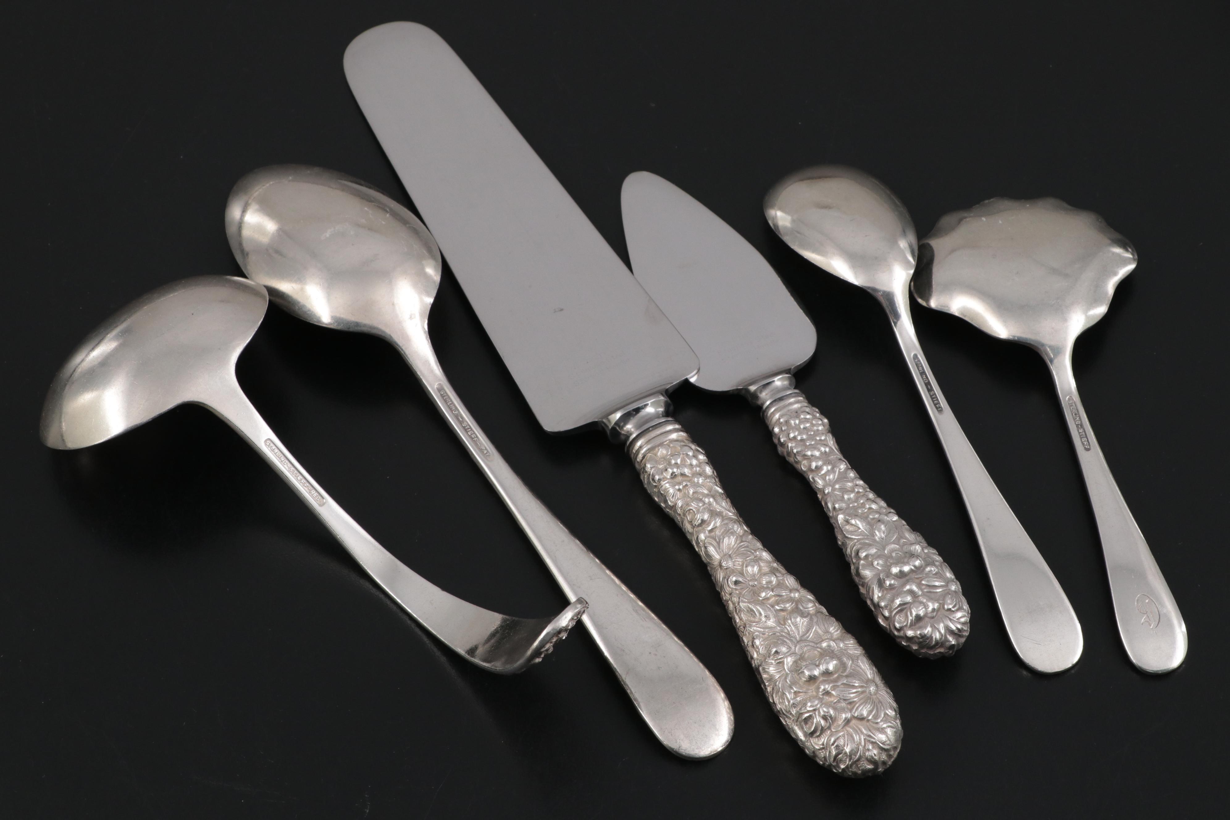 Stieff "Stieff Rose" Sterling Silver Flatware with Serving Utensils