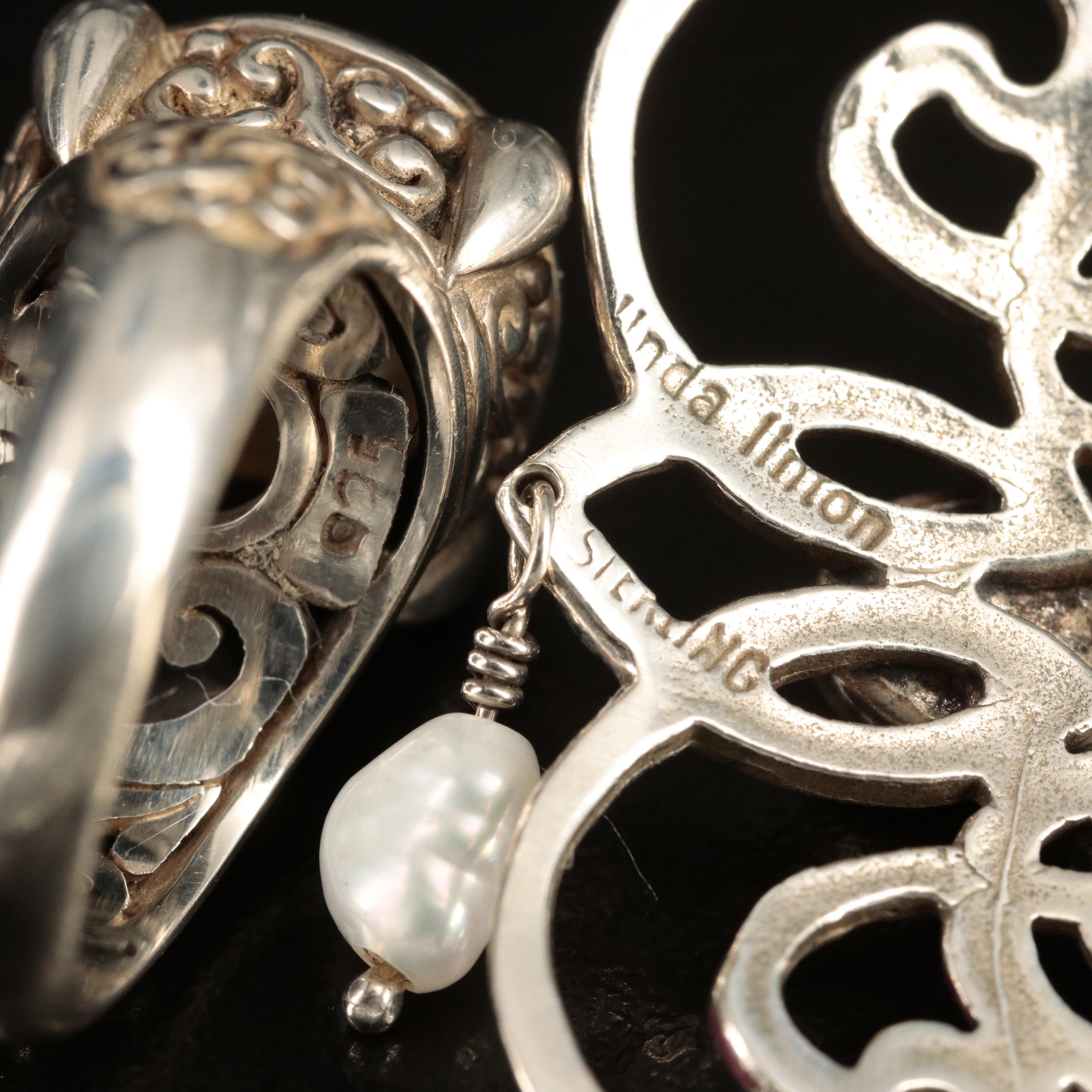 Sterling Group Including Pearl and Black Onyx