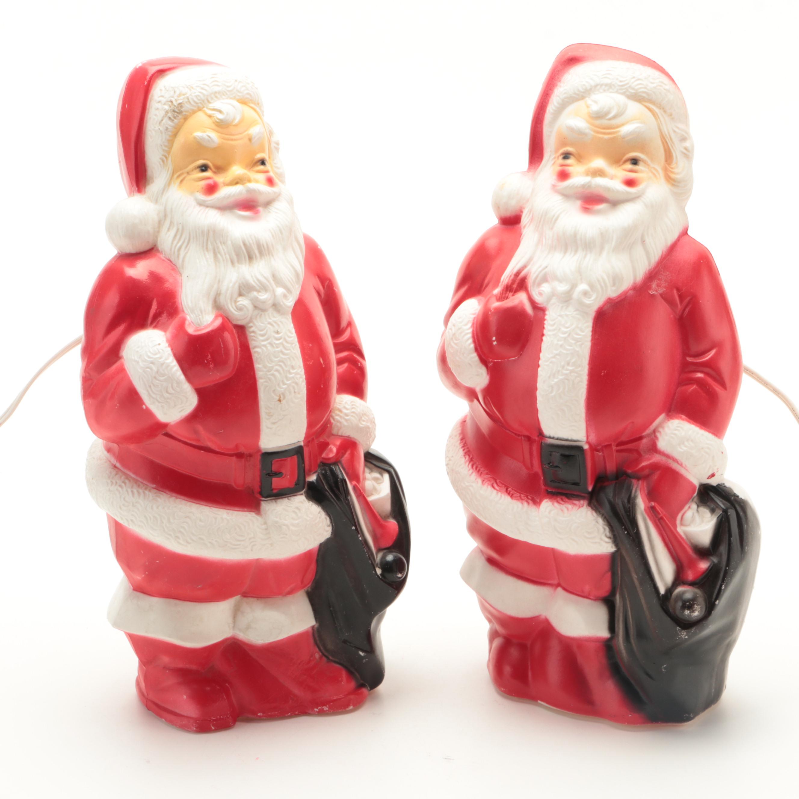 Carolina and Empire Plastic Blow Mold Santa Claus Lighted Decorations