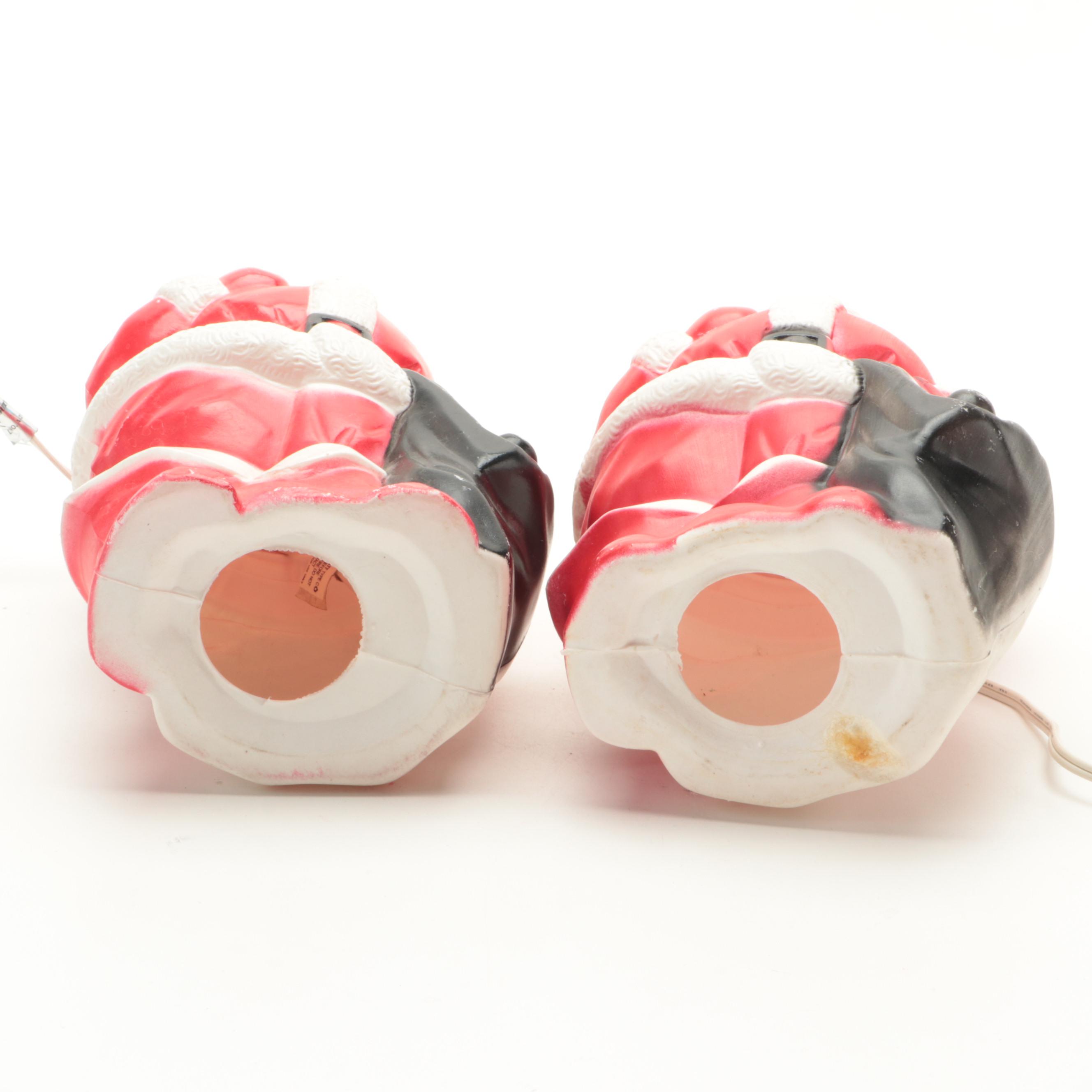 Carolina and Empire Plastic Blow Mold Santa Claus Lighted Decorations