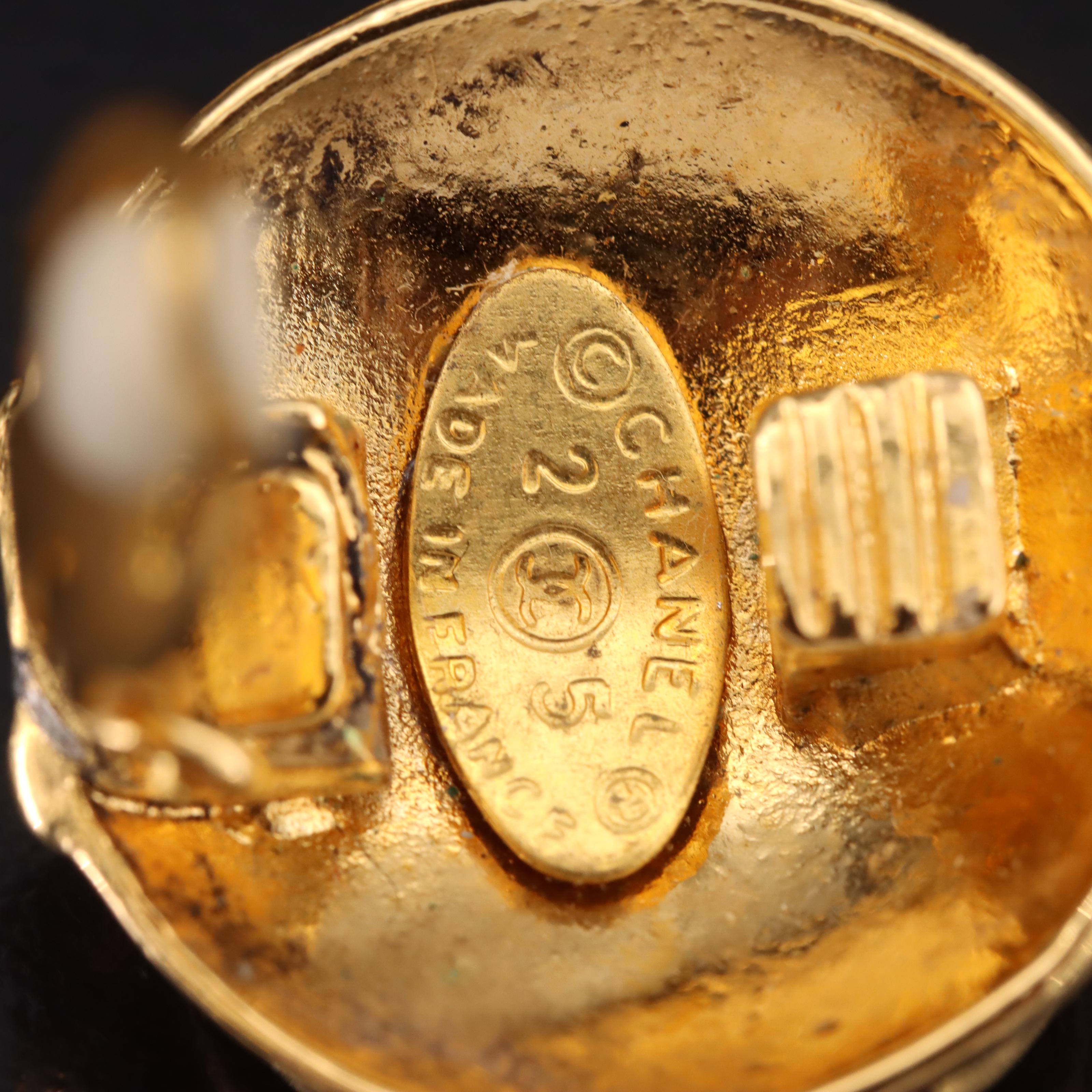 Chanel Logo Button Earrings