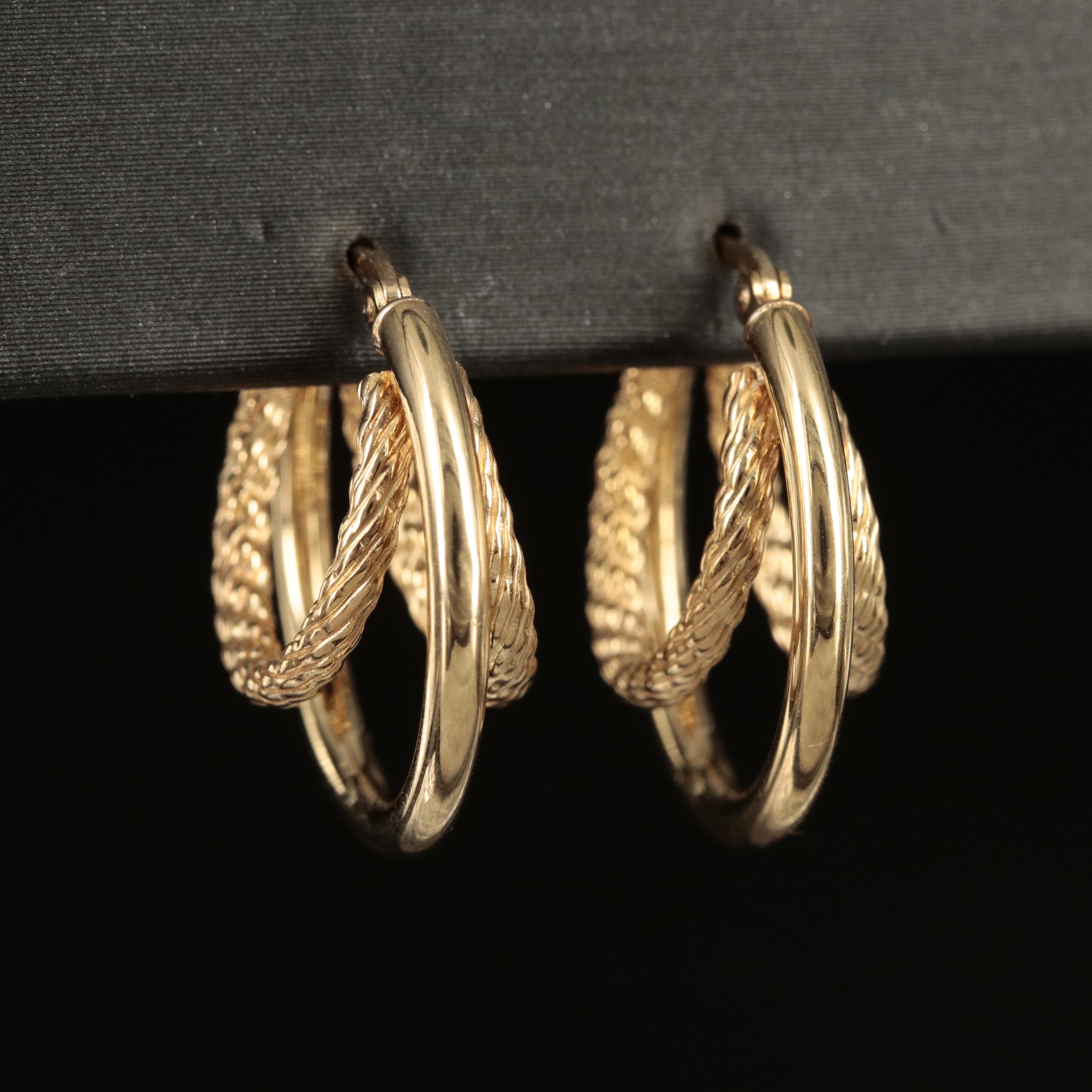 14K Triple Hoop Earrings
