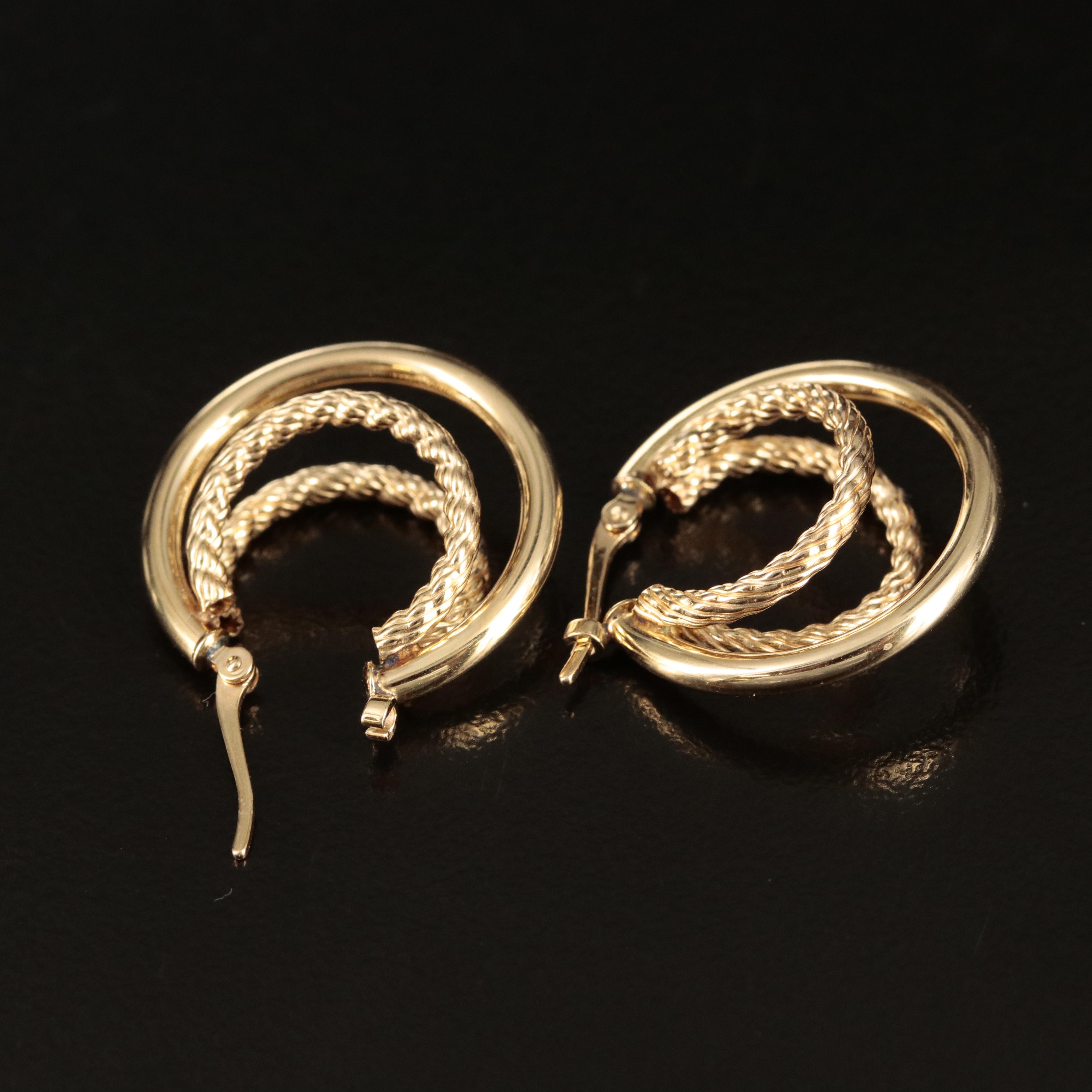14K Triple Hoop Earrings