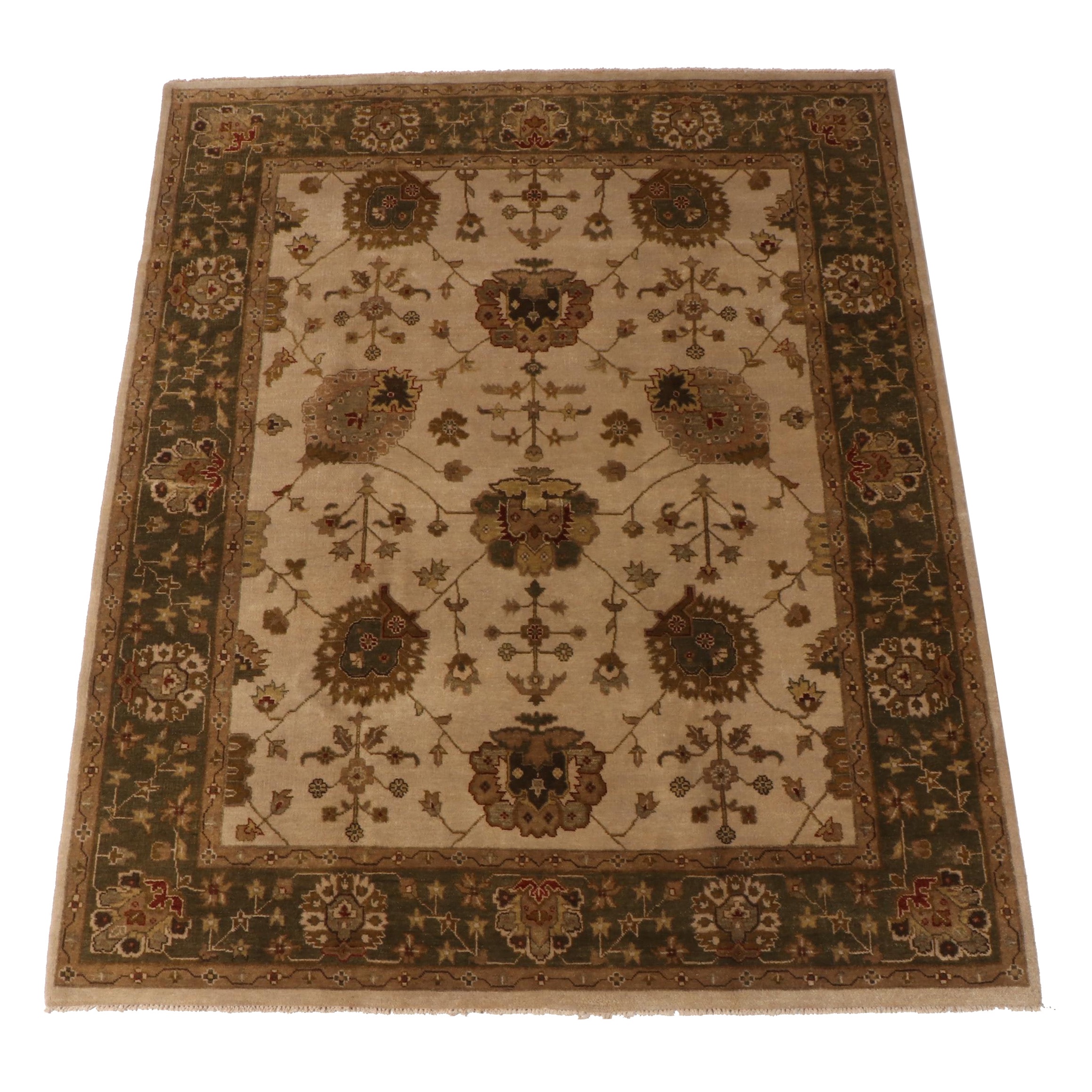 7'11 x 10' Hand-Knotted Indian Agra Area Rug