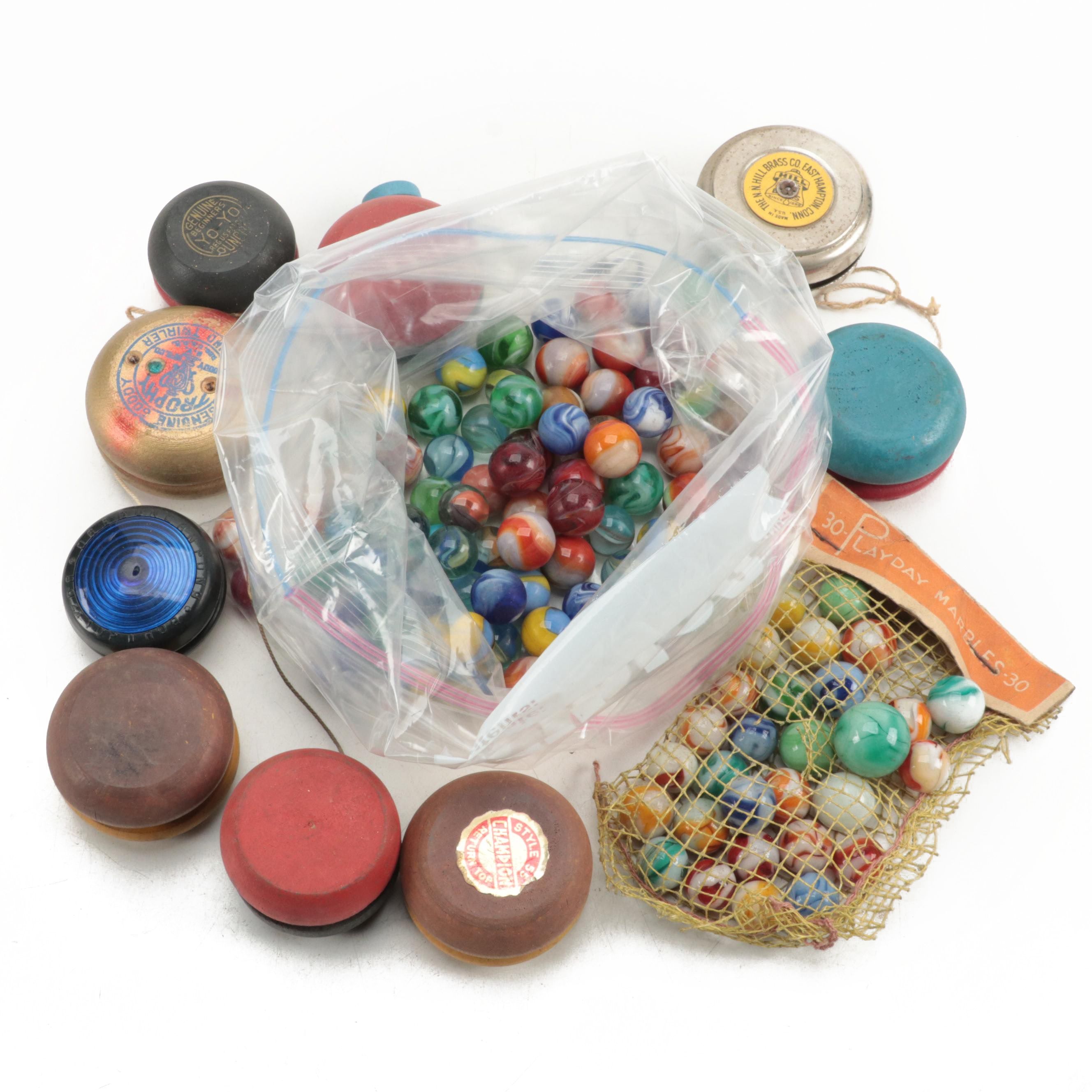 Pay Day with Other Swirl Glass Marbles and Yo-Yo Toys