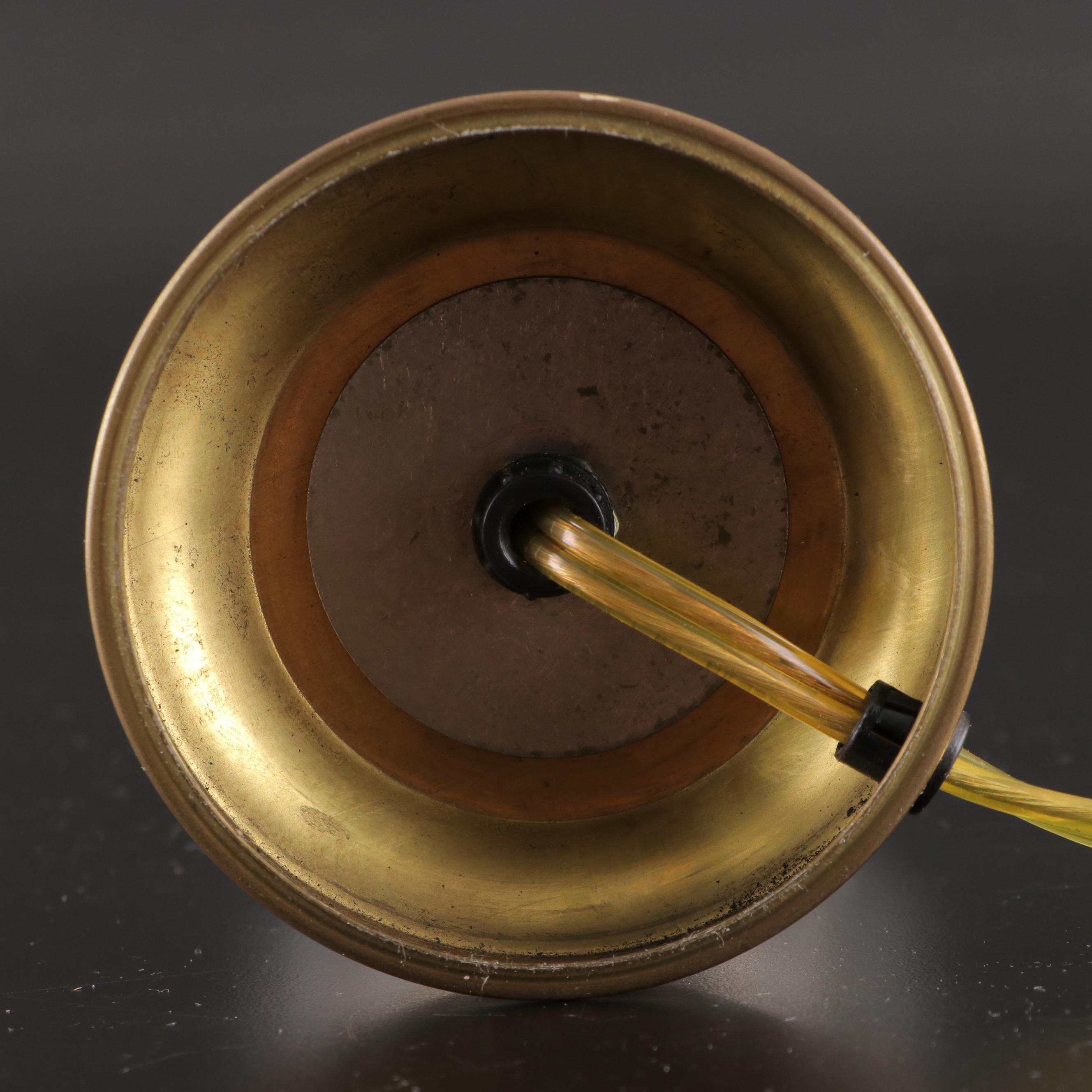 Pair of Waterford Crystal and Brass Boudoir Lamps With Ruffled Shades