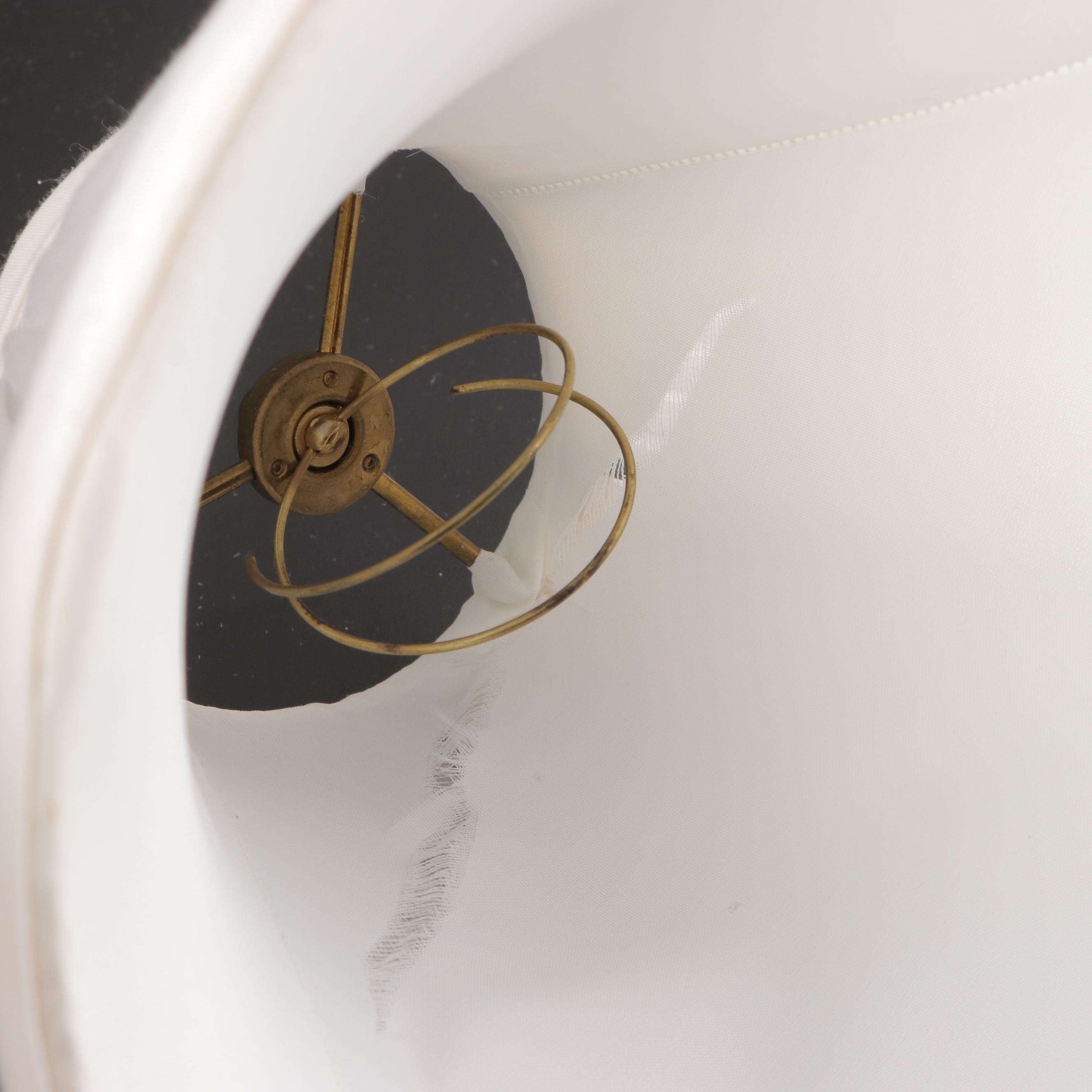 Pair of Waterford Crystal and Brass Boudoir Lamps With Ruffled Shades