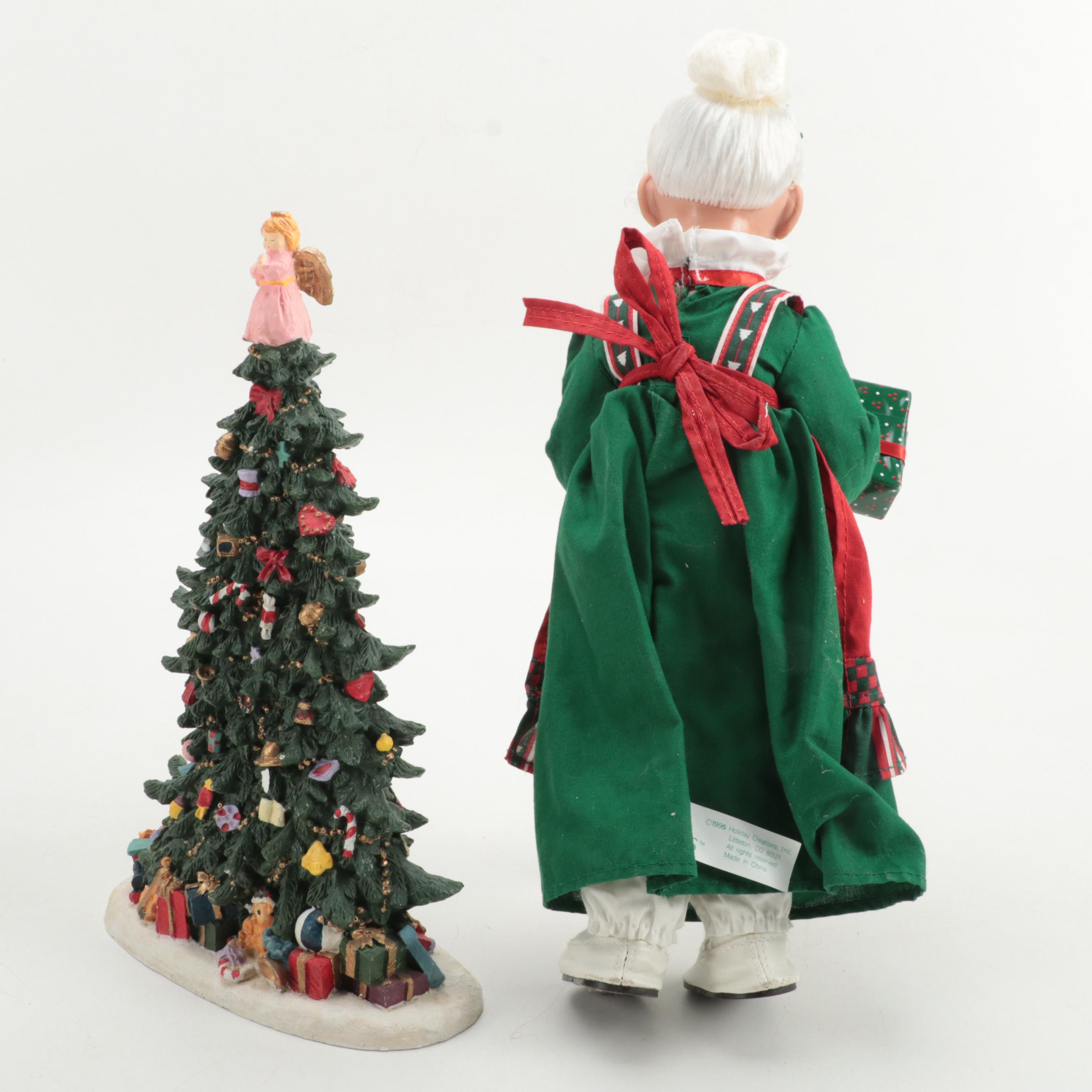 Spode "Christmas Tree" Platter with Other Tableware and Décor