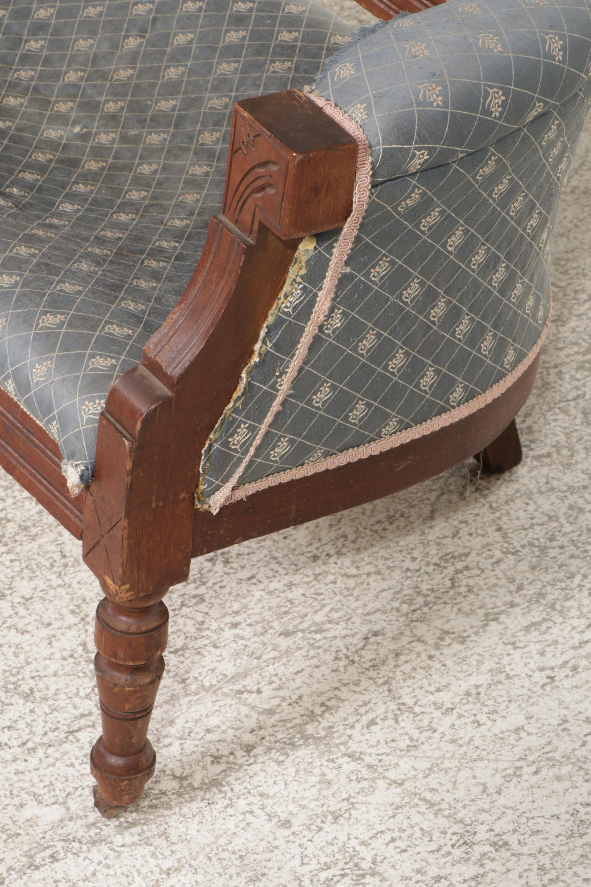 Victorian Walnut Settee and Two Parlor Chairs, Late 19th Century