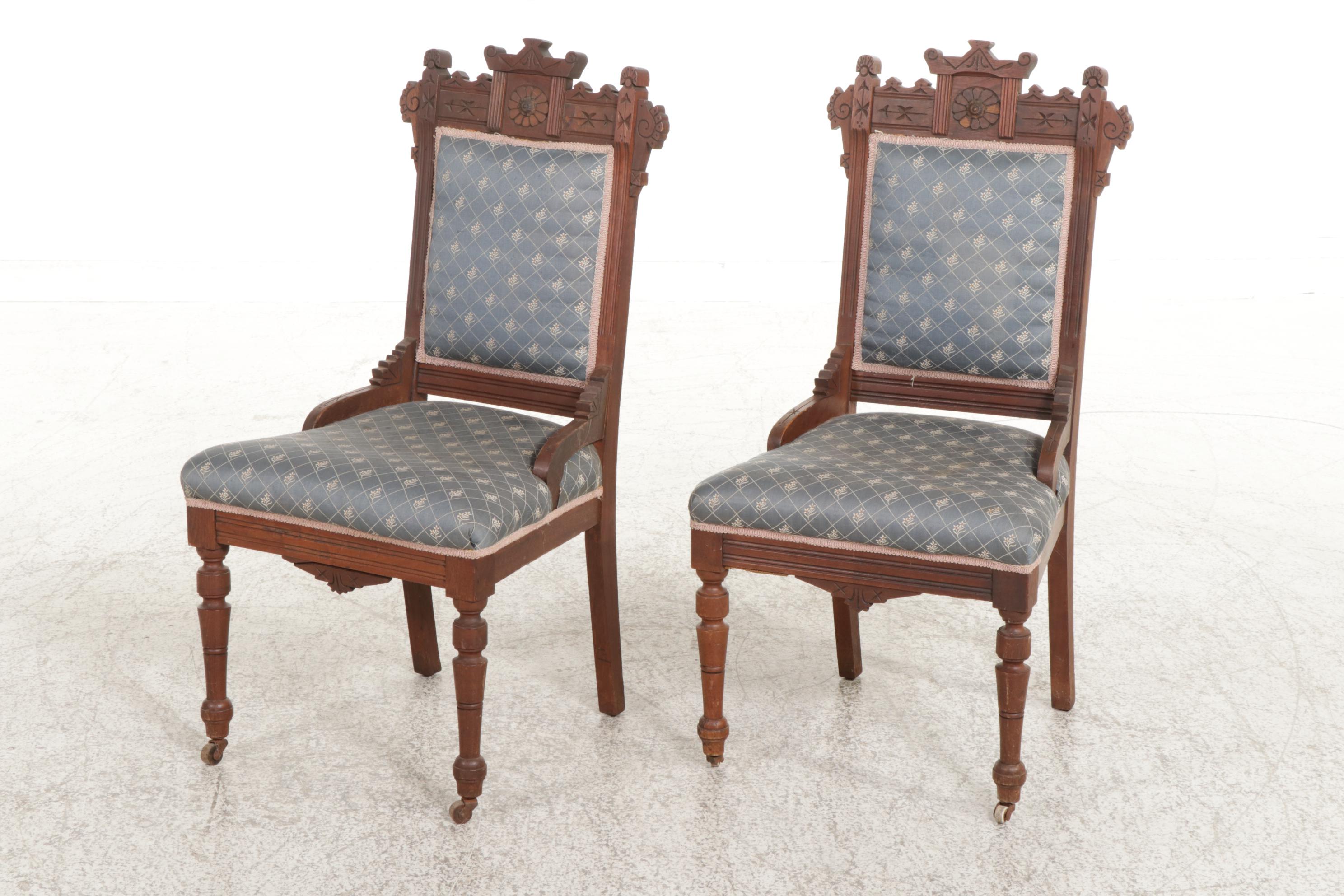 Victorian Walnut Settee and Two Parlor Chairs, Late 19th Century