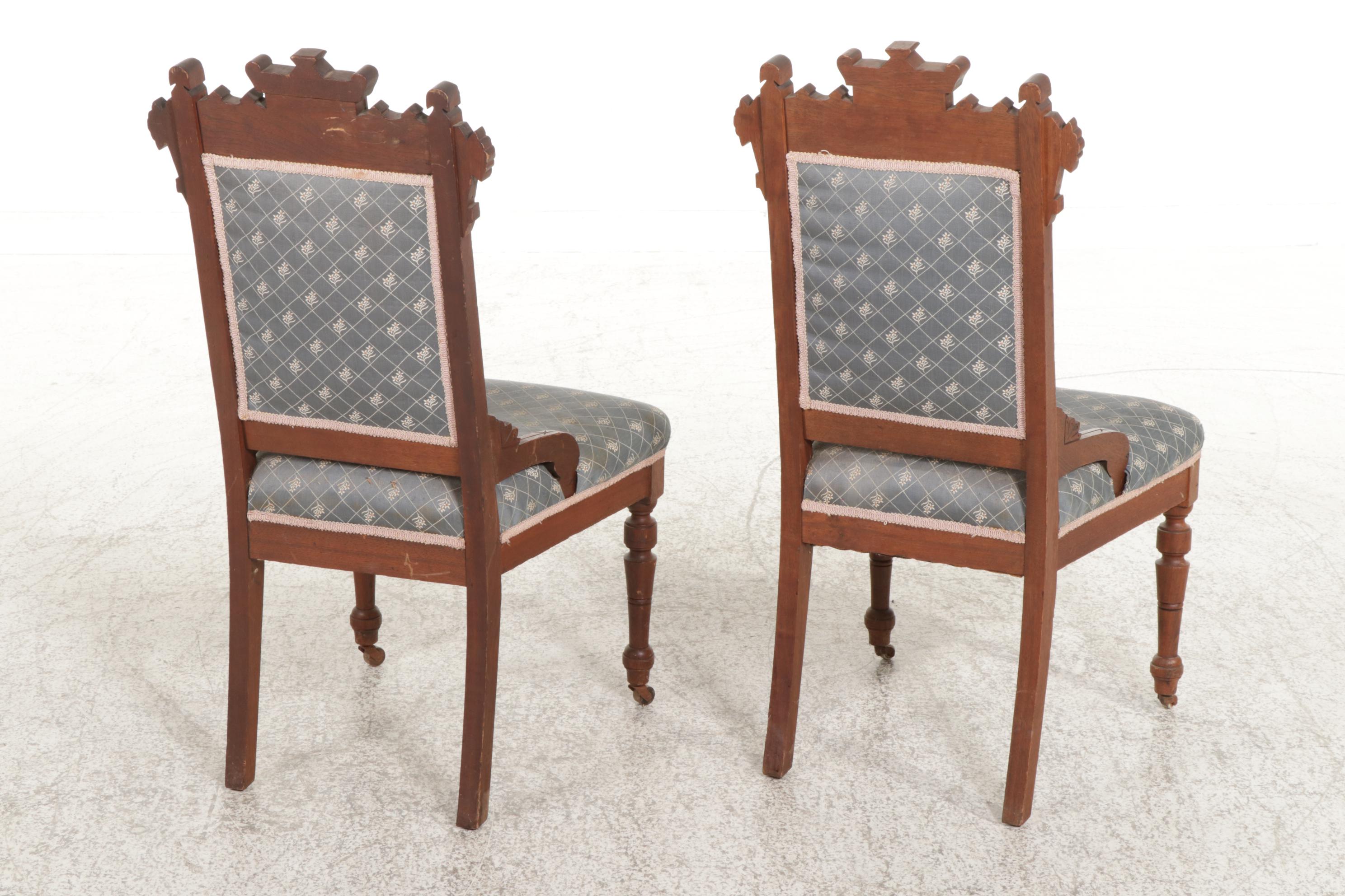Victorian Walnut Settee and Two Parlor Chairs, Late 19th Century