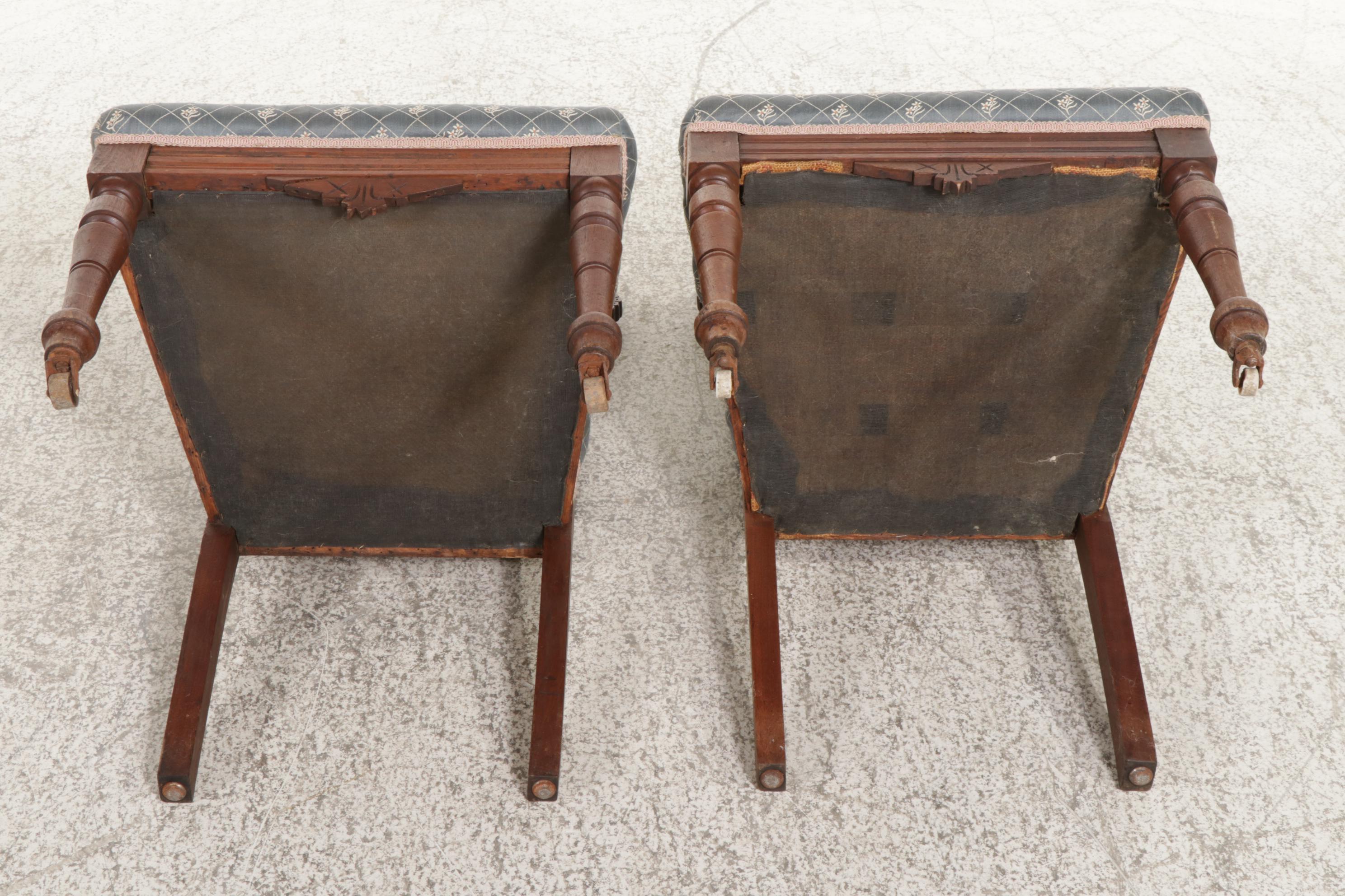 Victorian Walnut Settee and Two Parlor Chairs, Late 19th Century