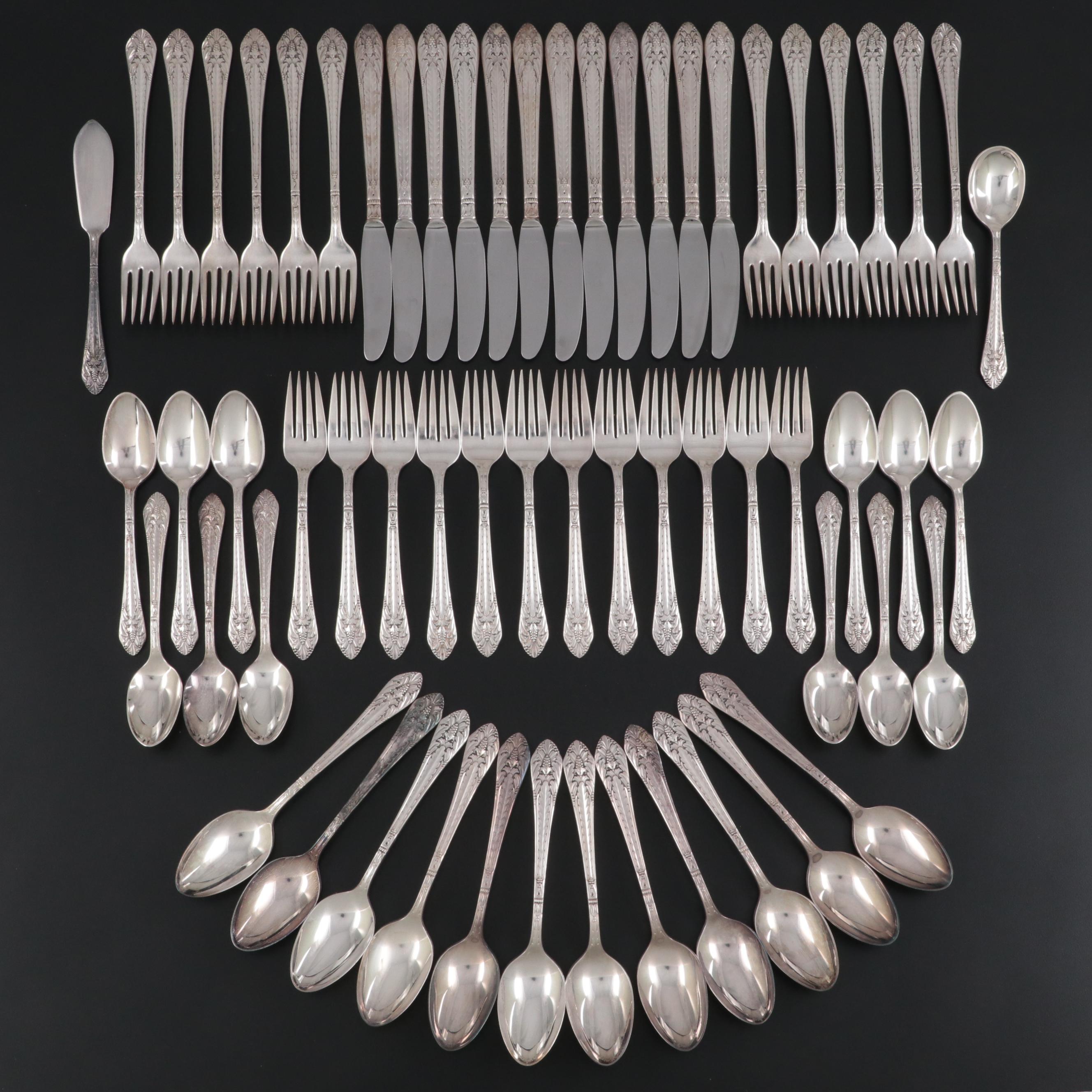 1847 Rogers Bros. Art Deco Style "Marquise" Silver Plate Flatware