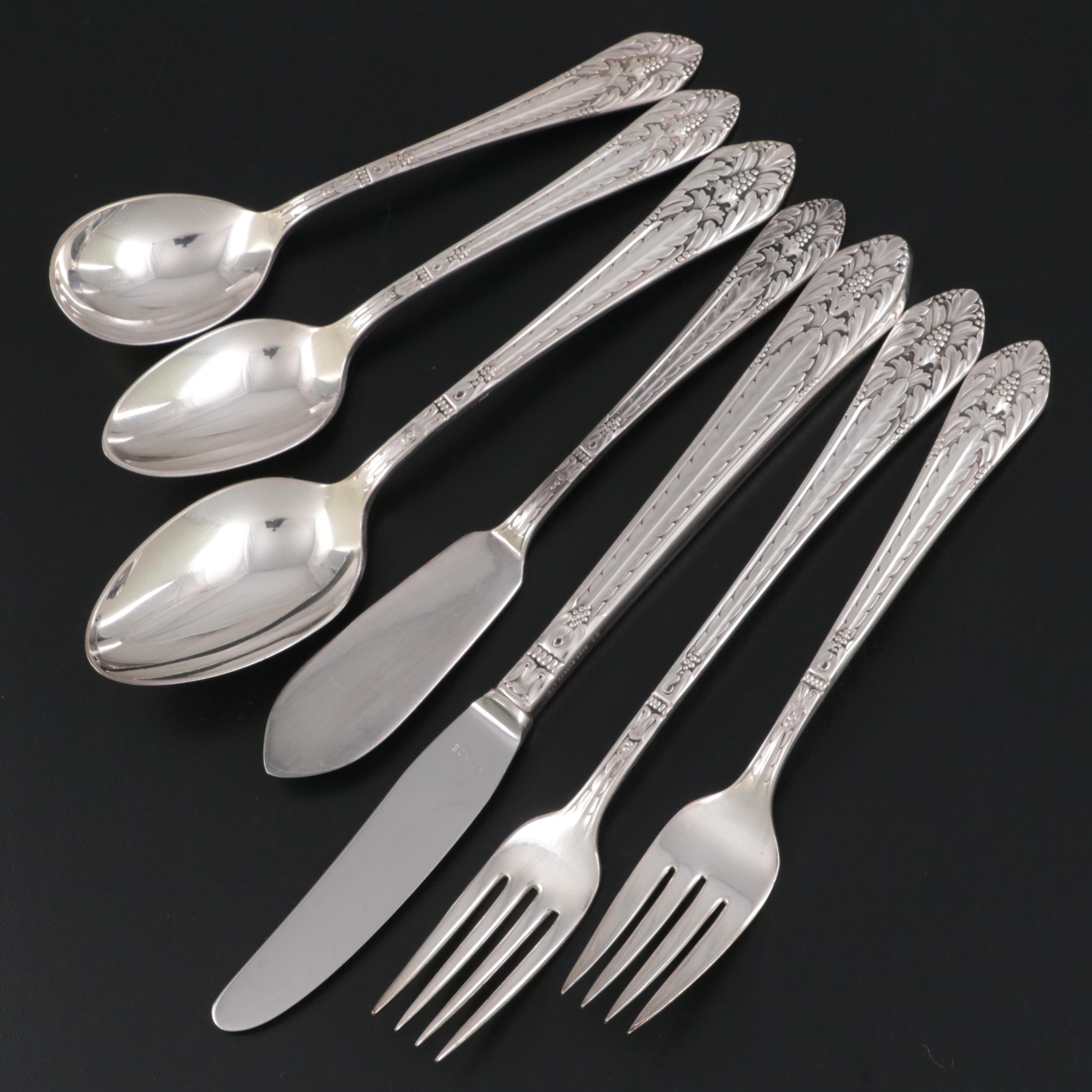 1847 Rogers Bros. Art Deco Style "Marquise" Silver Plate Flatware