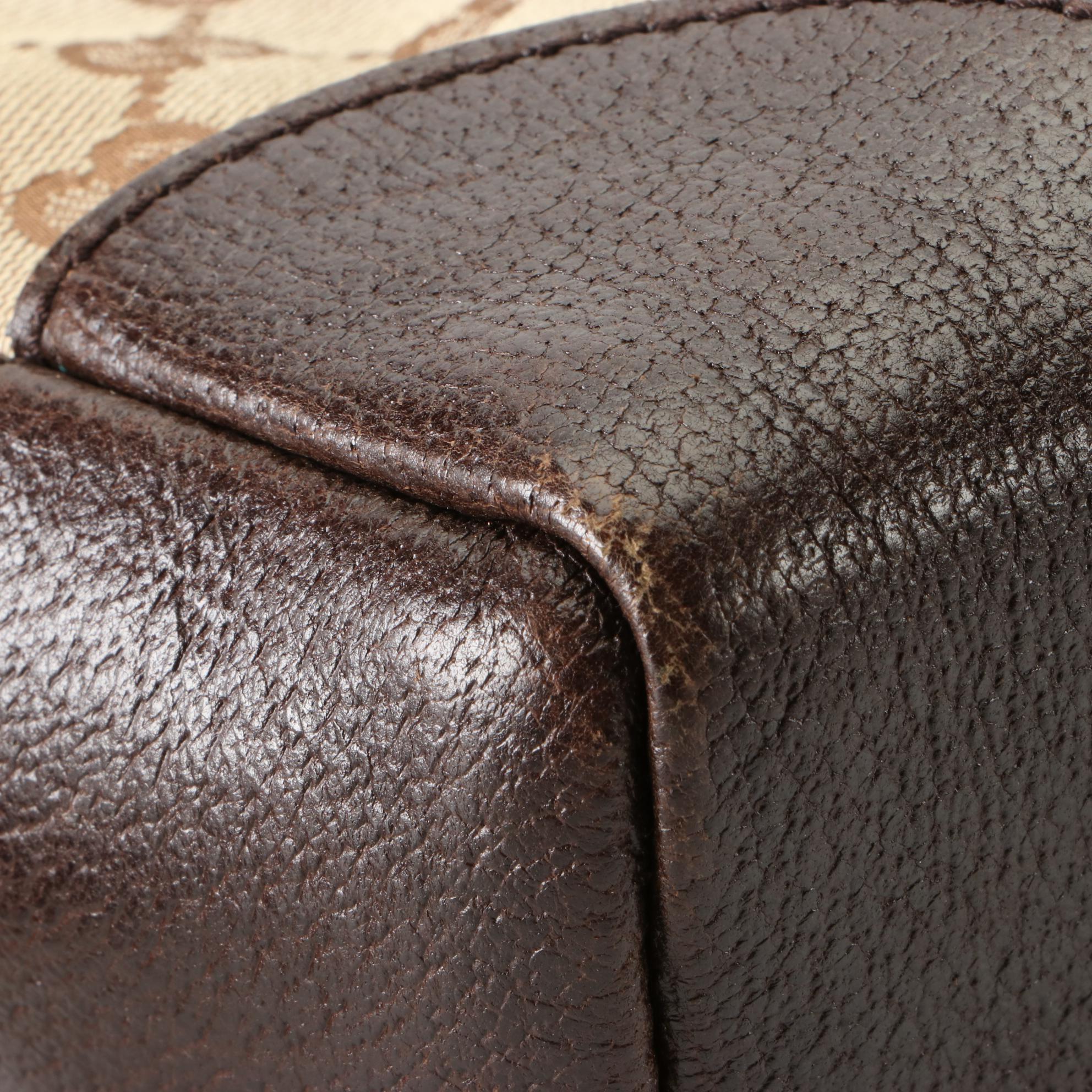 Gucci Crossbody Bag in GG Canvas and Brown Cinghiale Leather