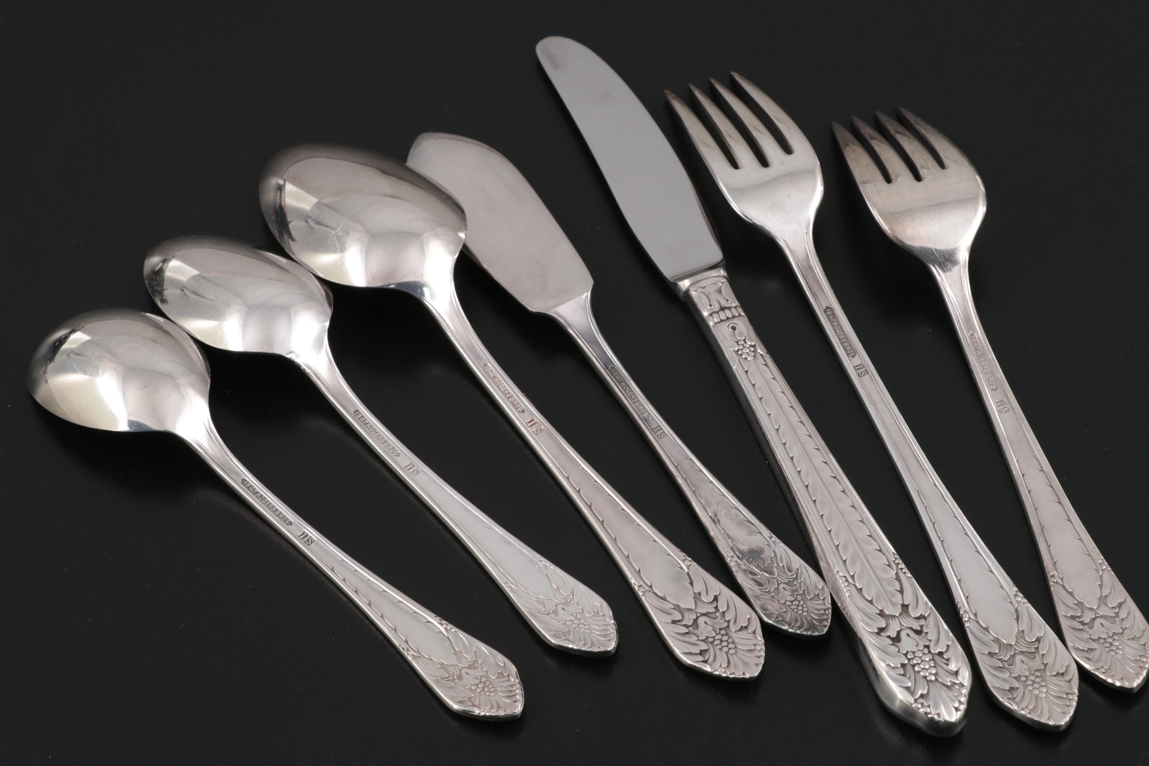 1847 Rogers Bros. Art Deco Style "Marquise" Silver Plate Flatware