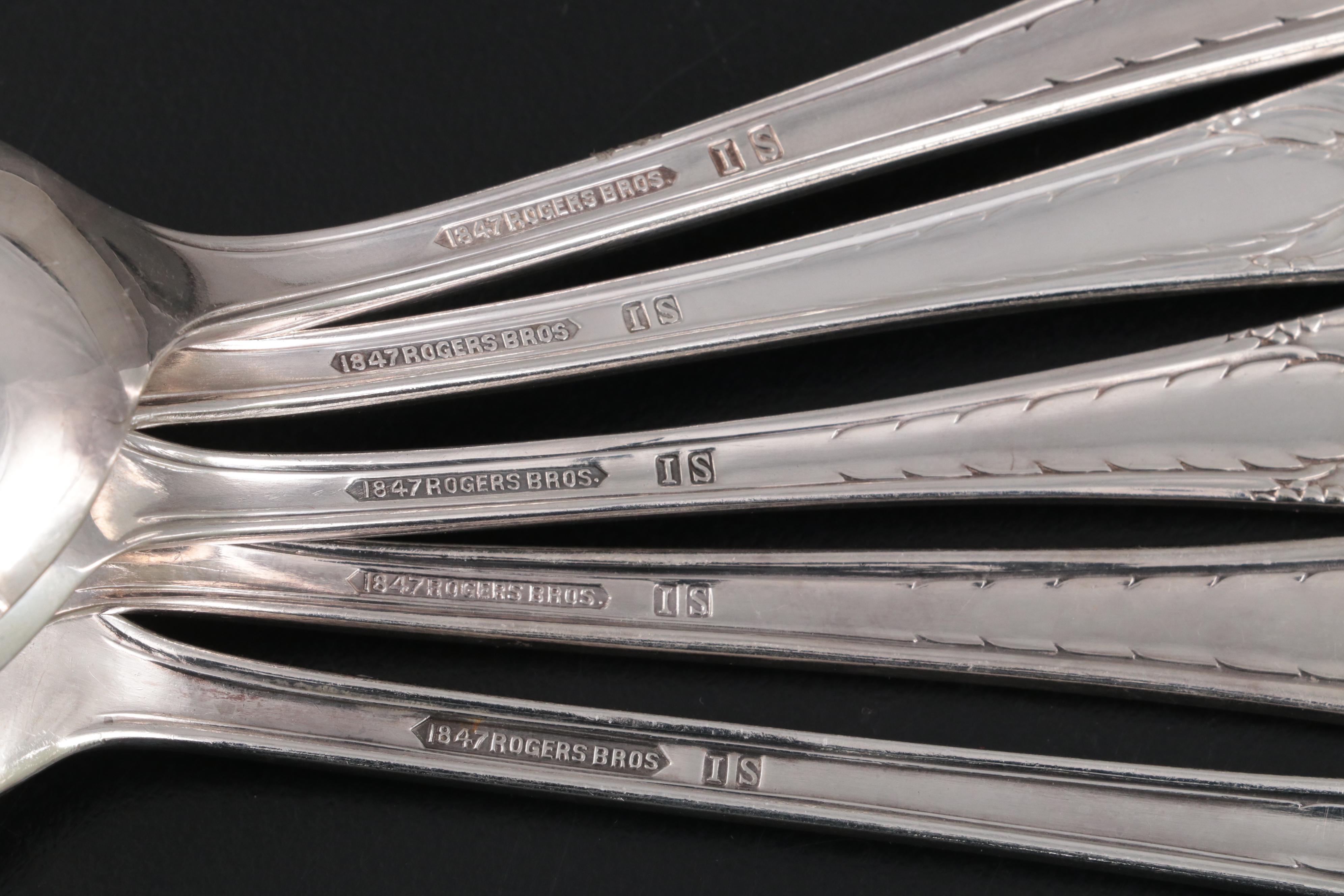 1847 Rogers Bros. Art Deco Style "Marquise" Silver Plate Flatware