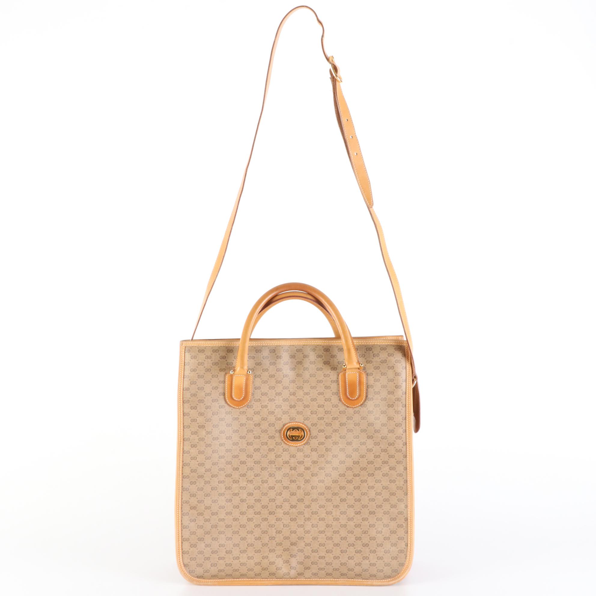 Gucci Micro GG Supreme Canvas and Leather Web Two-Way Tote