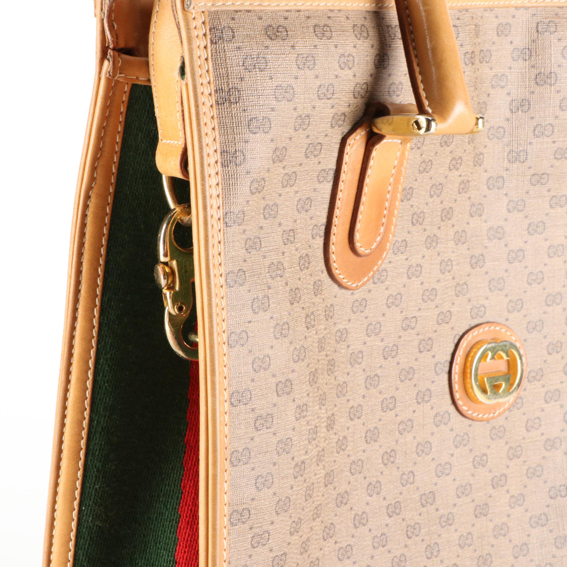 Gucci Micro GG Supreme Canvas and Leather Web Two-Way Tote