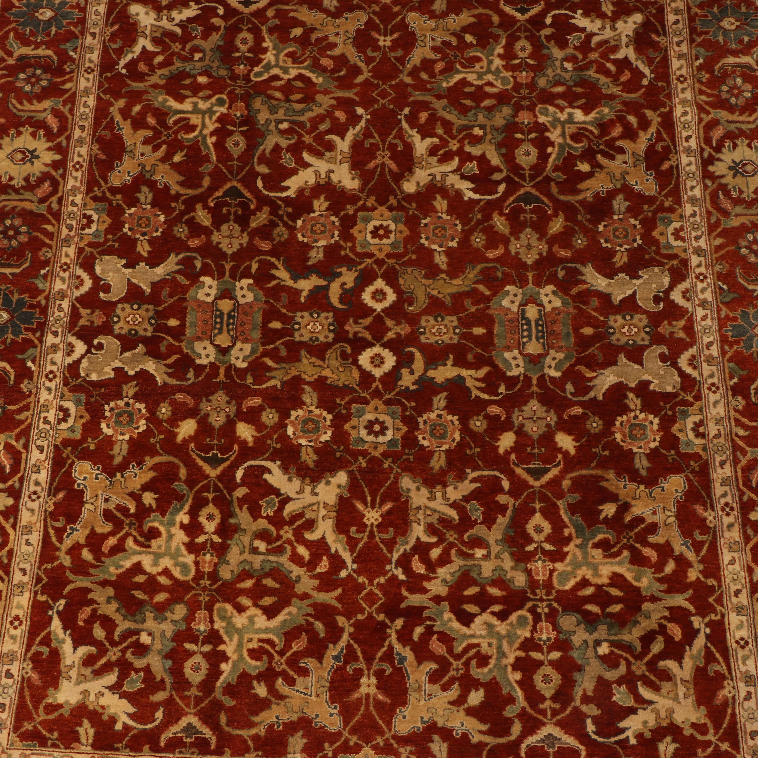 7'11 x 10'1 Hand-Knotted Indian Agra Area Rug