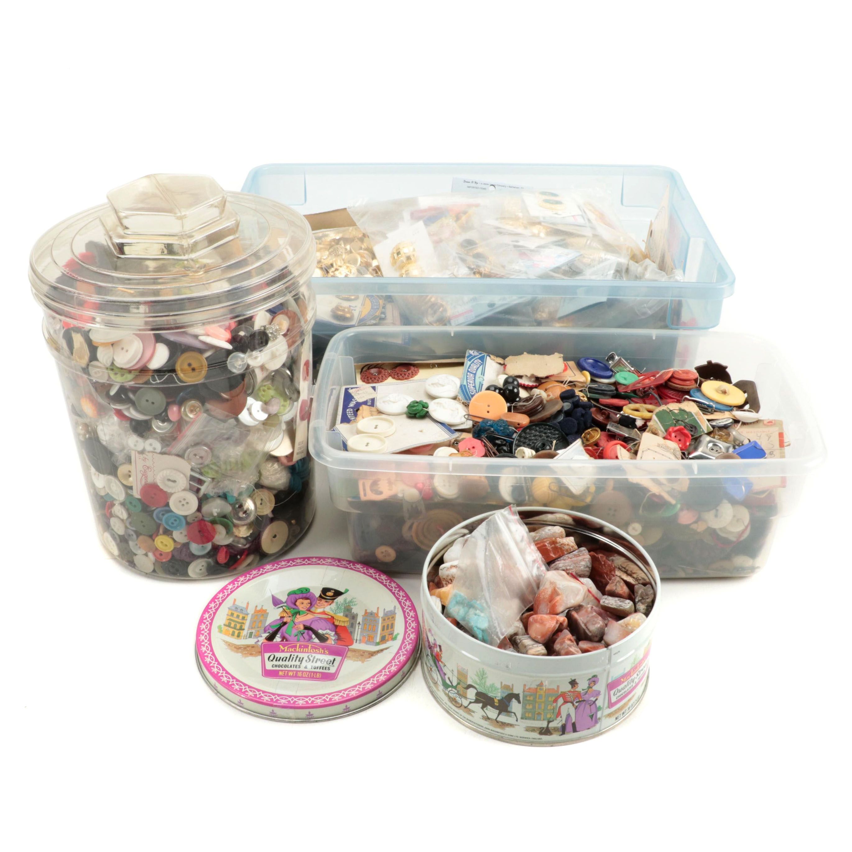 Bakelite, Acrylic, Wood, Metal and Other Button Collection, 20th Century