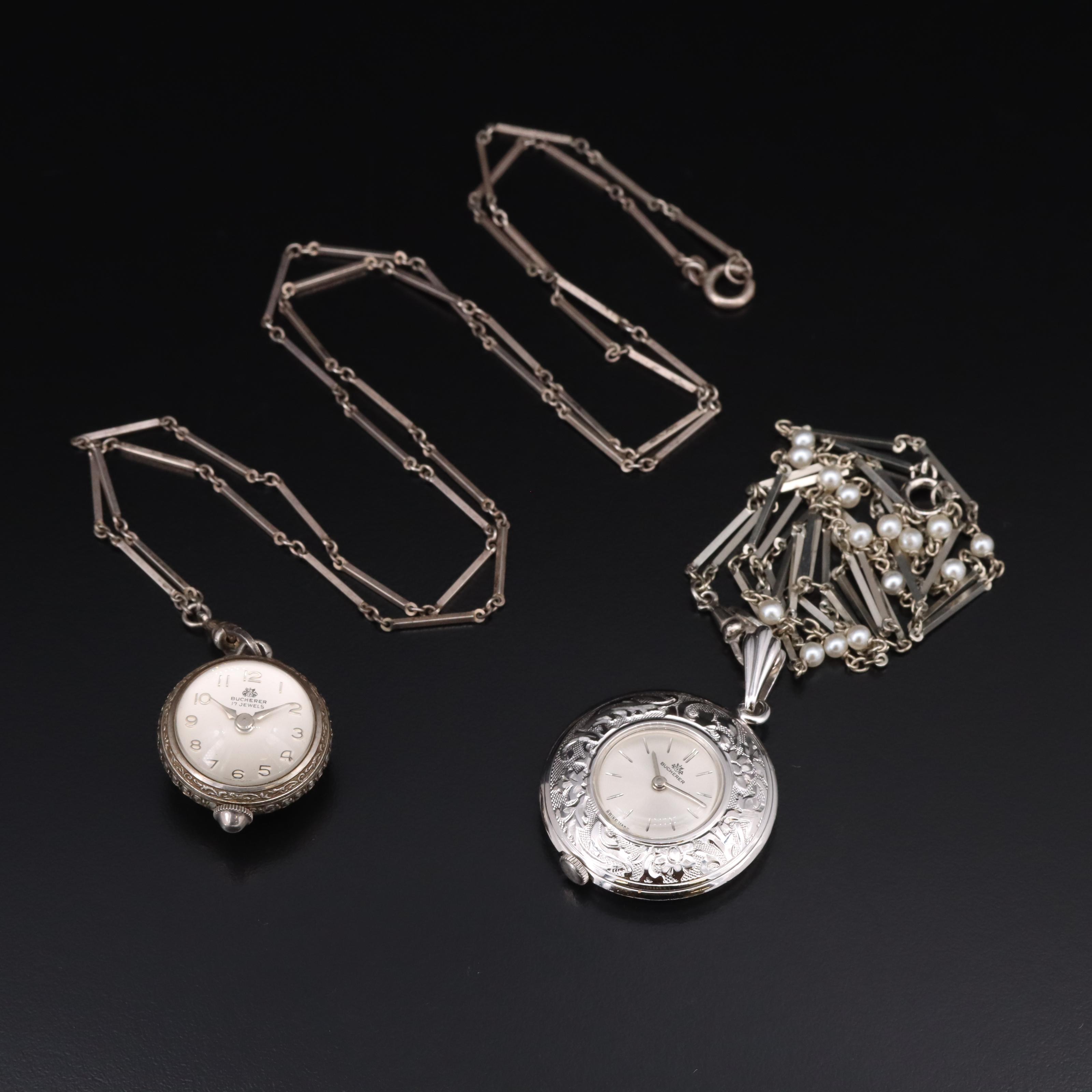 Bucherer Hand Wind Pendant Watches Including Sterling