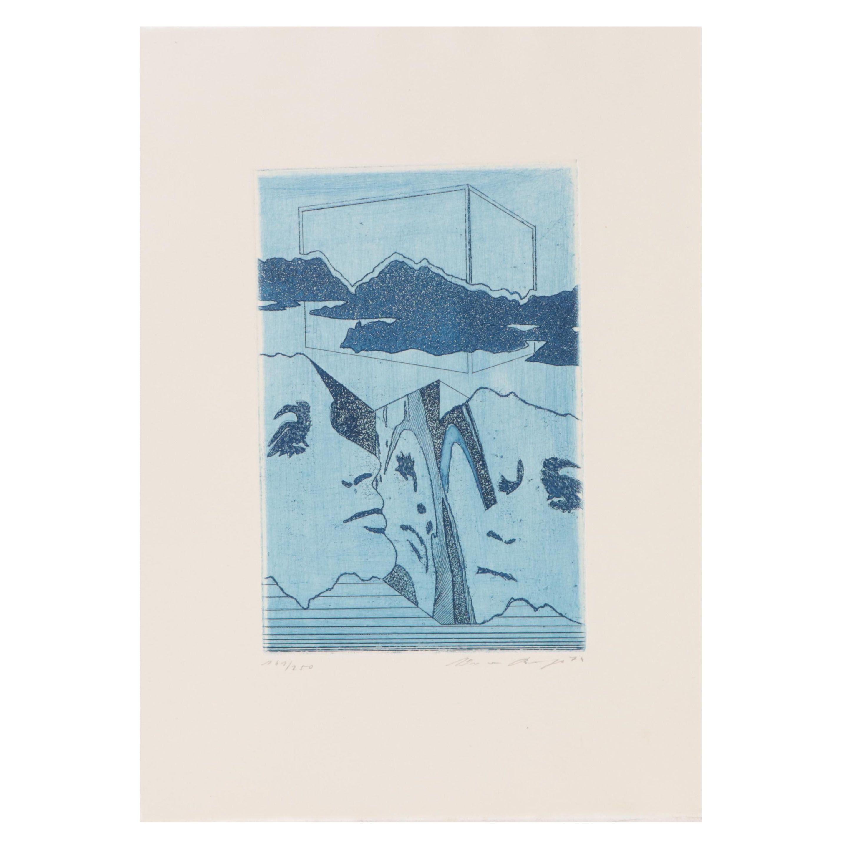 Werner Berges Etching With Aquatint "Portraitlandschaft," 1974