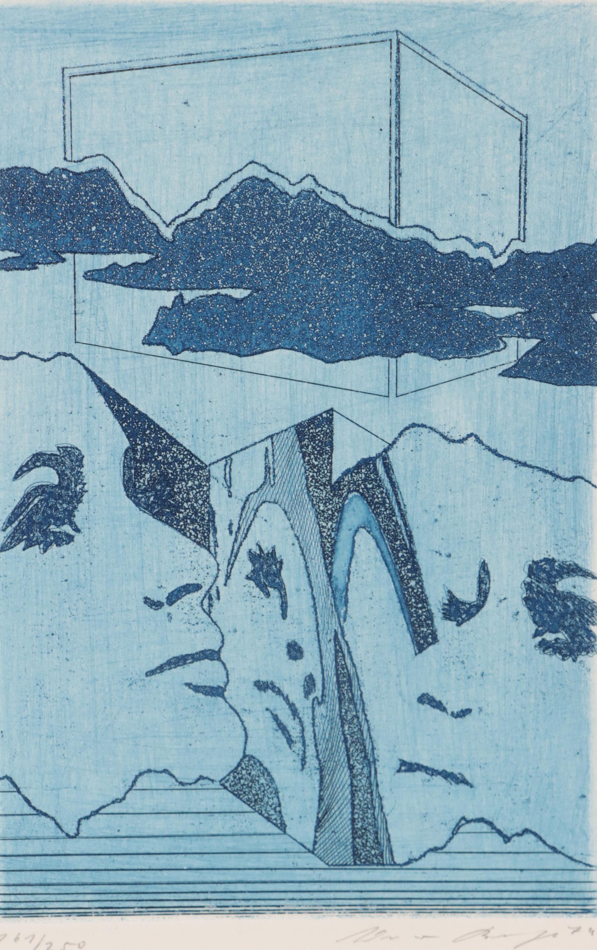Werner Berges Etching With Aquatint "Portraitlandschaft," 1974