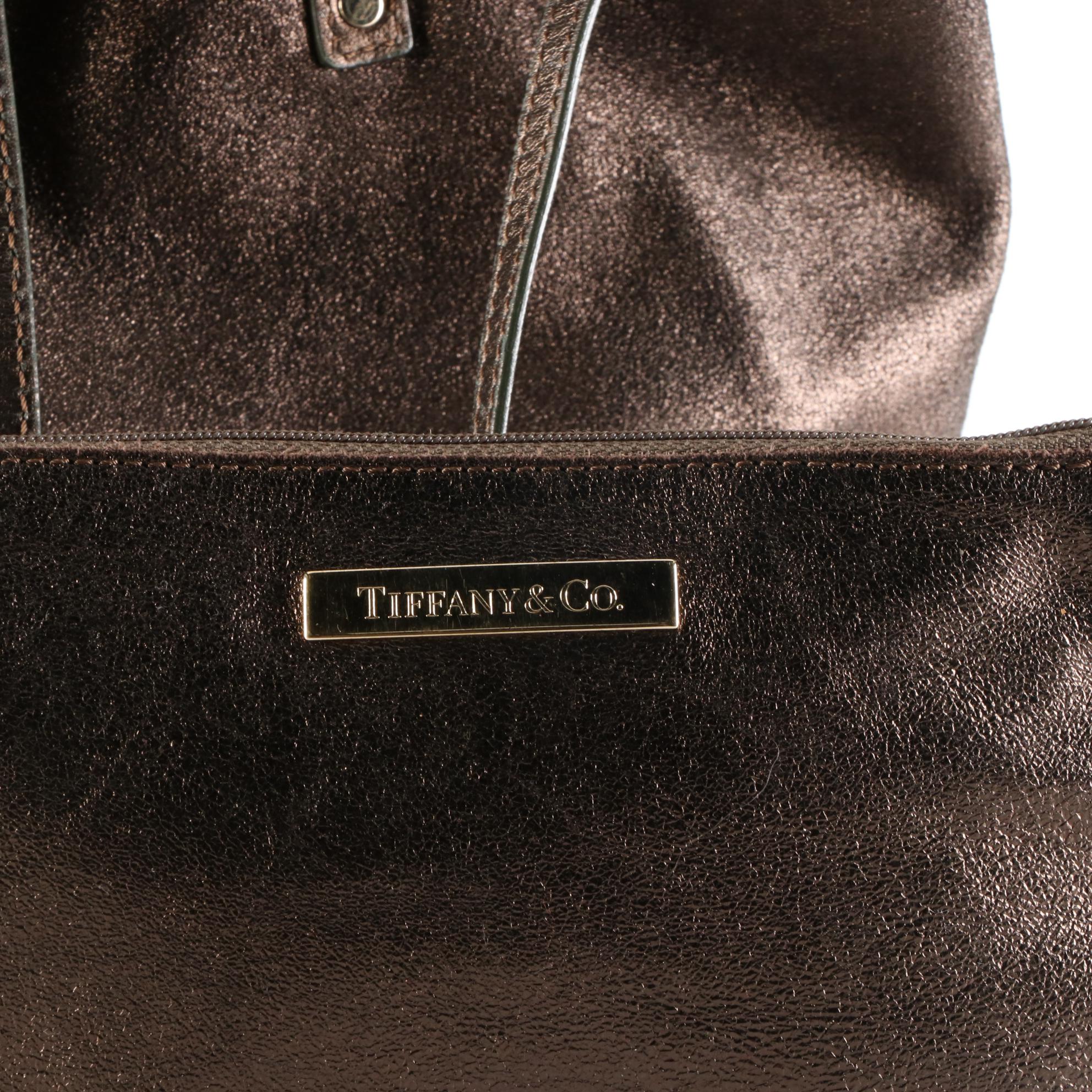 Tiffany & Co. Small Reversible Tote in Suede and Metallic Leather with Pouch