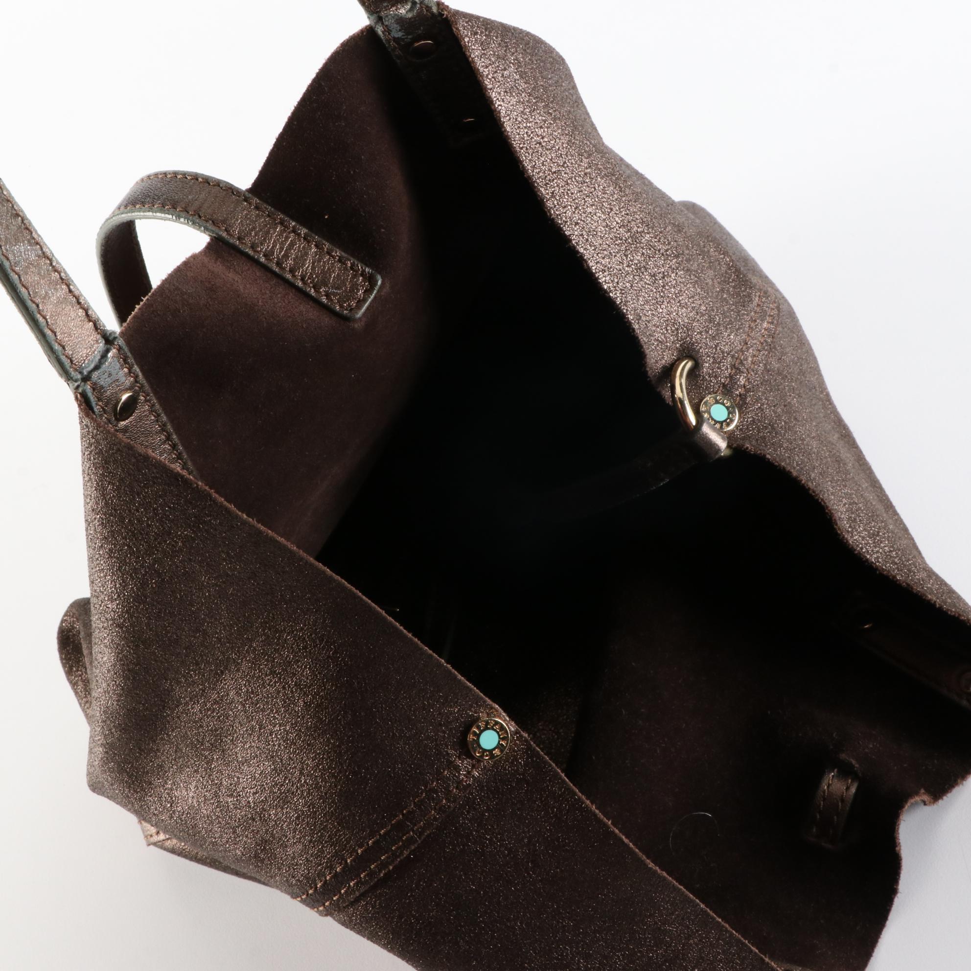 Tiffany & Co. Small Reversible Tote in Suede and Metallic Leather with Pouch