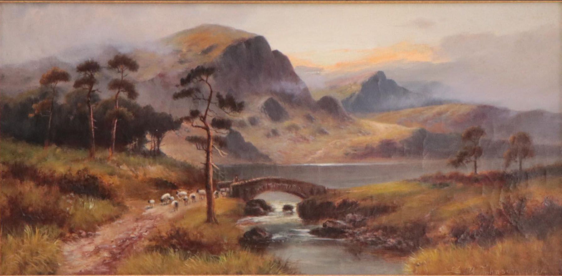 Sidney Yates Johnson Landscape Oil Painting of Mountain Scene, 1924