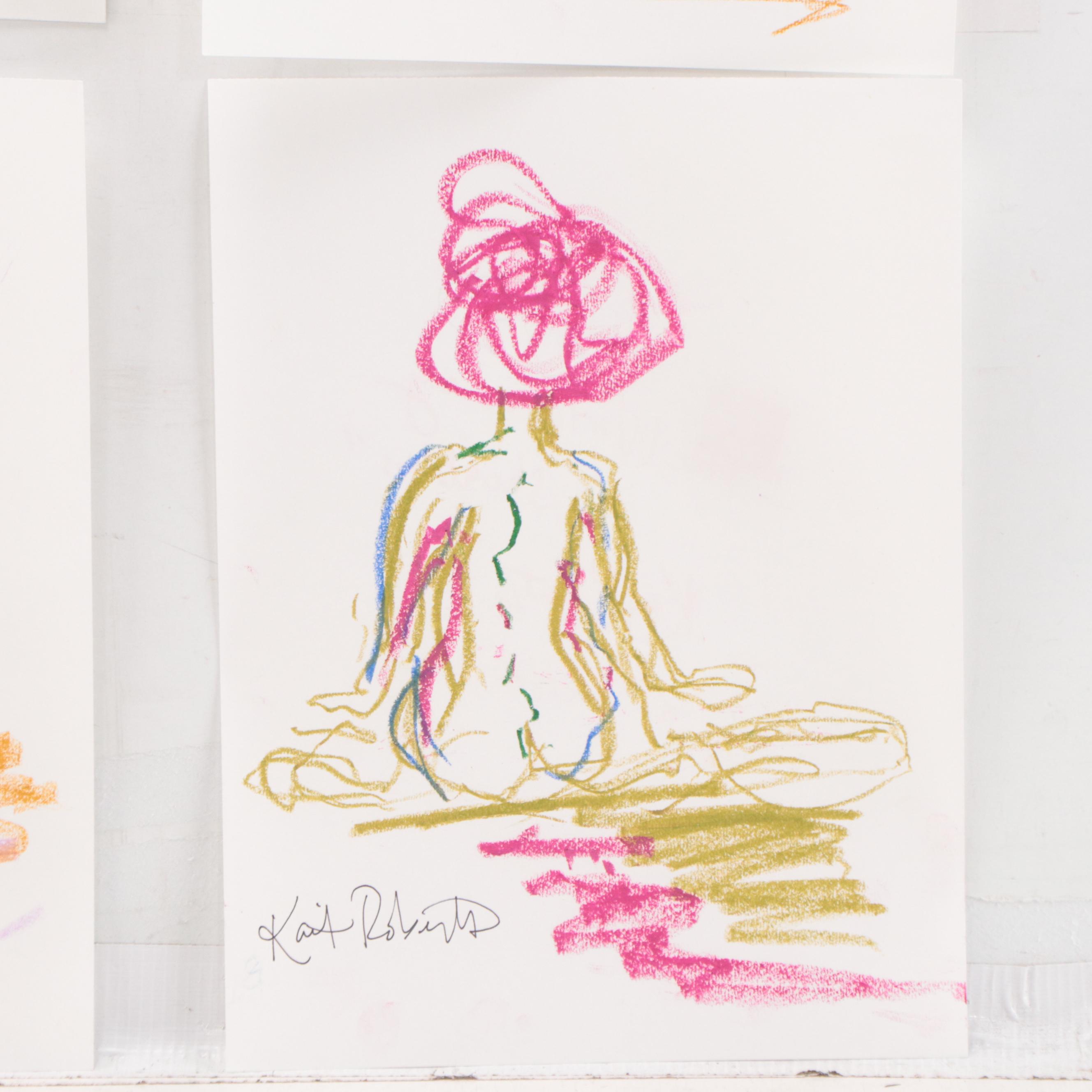 Kait Roberts Figural Pastel Drawings, 21st Century