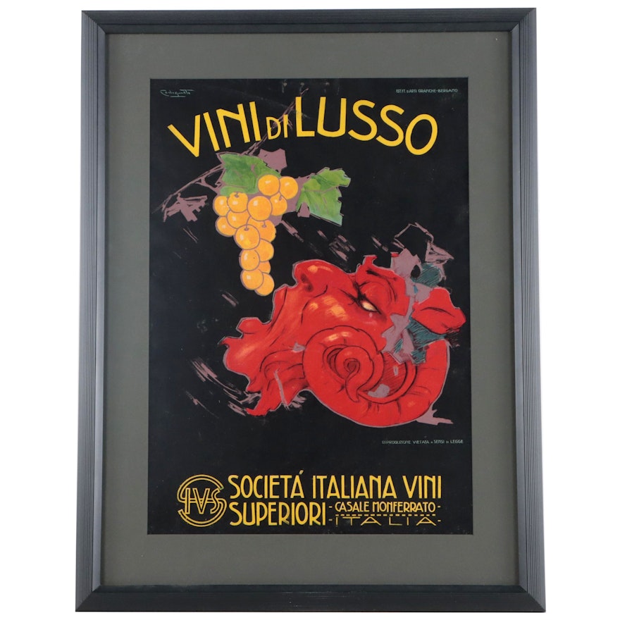 Color Lithograph After Plinio Codognato "Vini di Lusso"