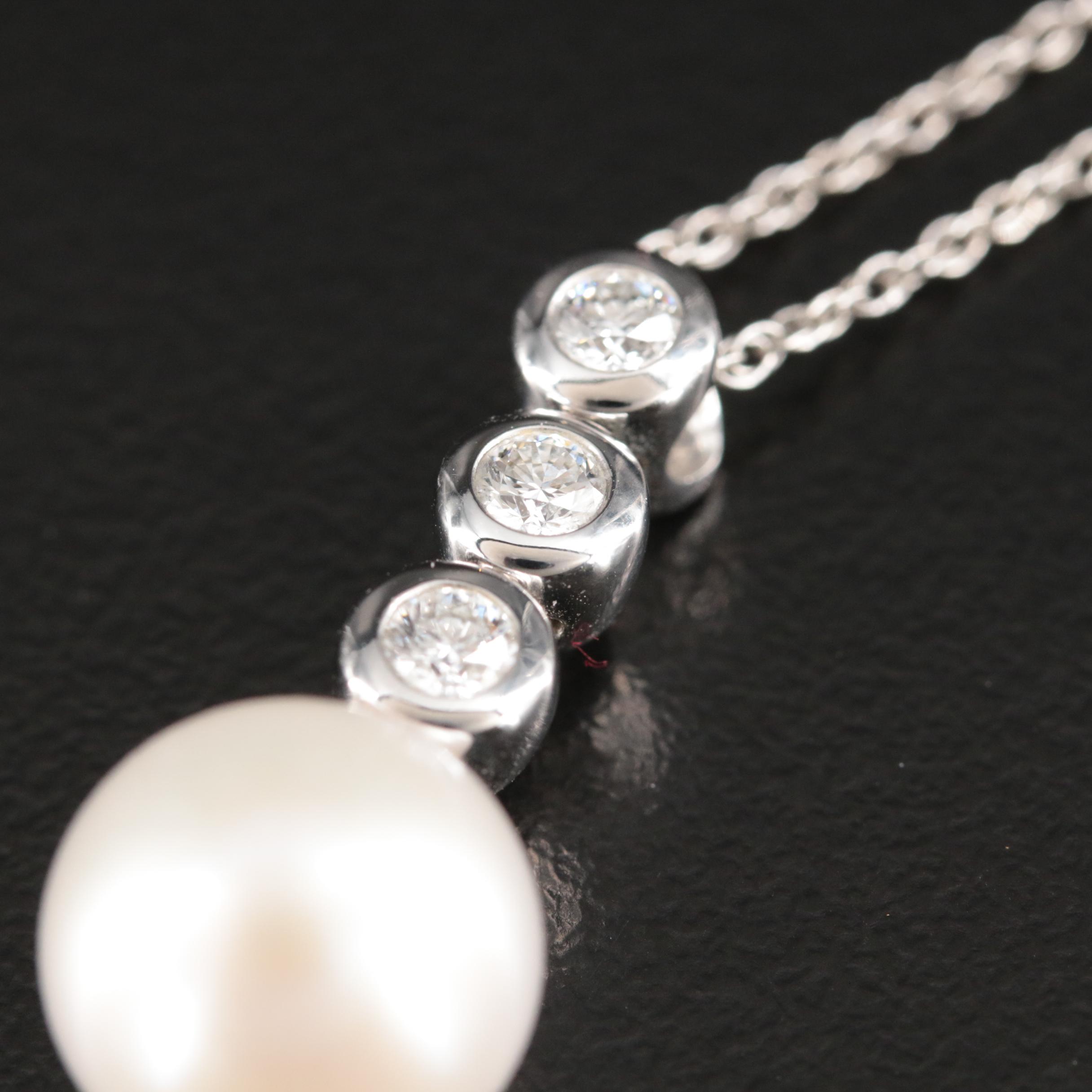 14K Pearl and Diamond Pendant