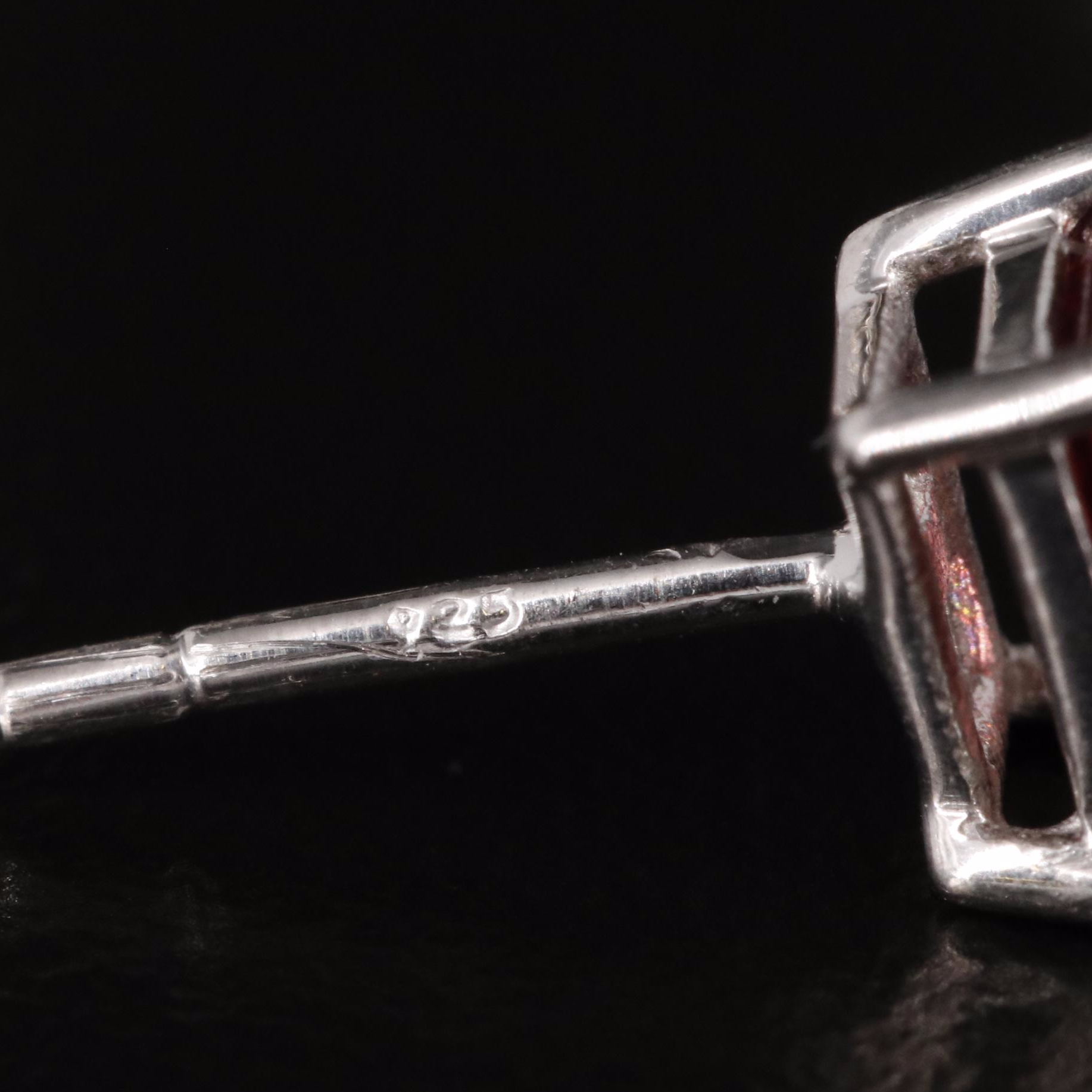 Sterling Garnet Stud Earrings